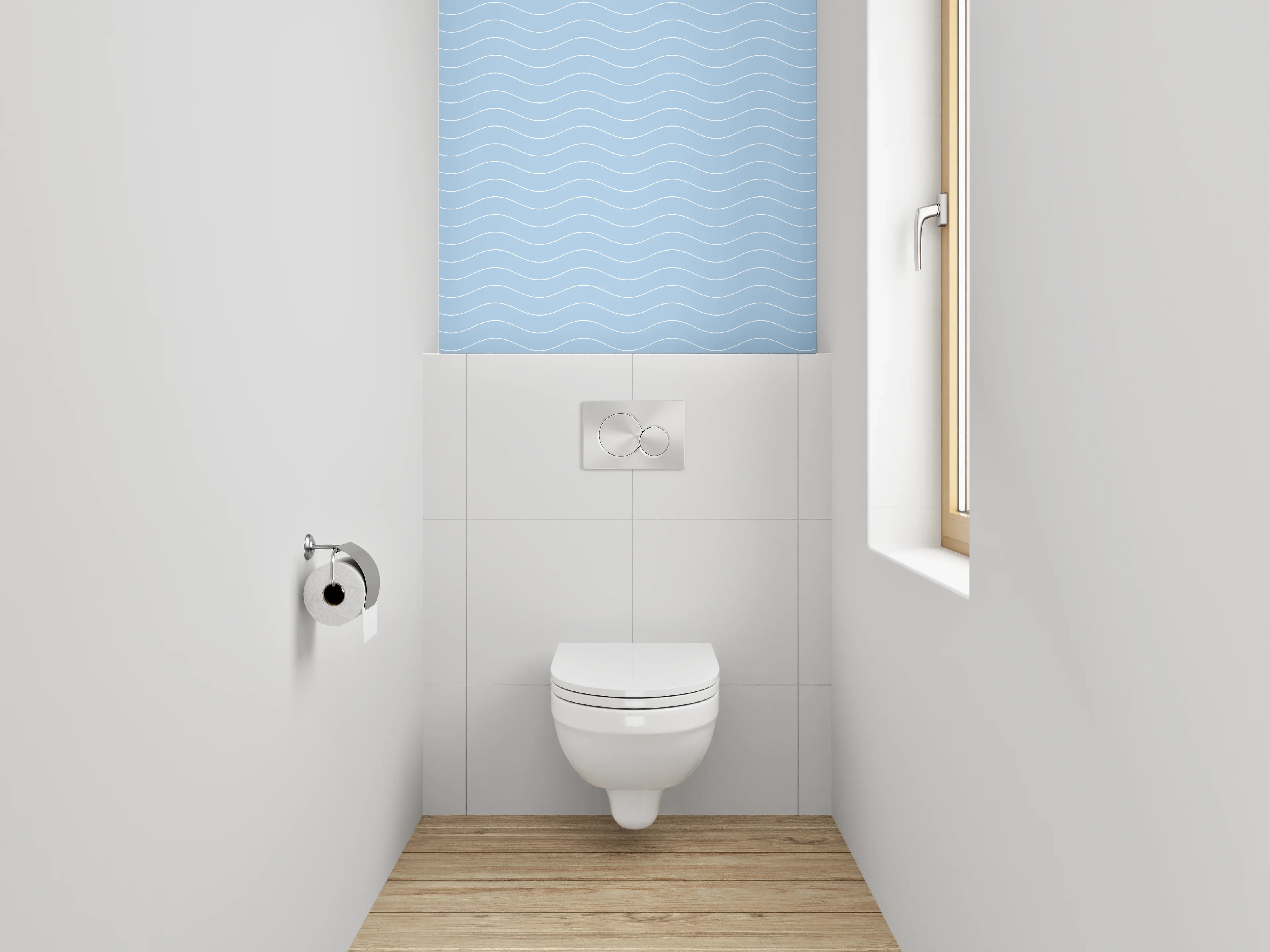 WC-Rückwand - Sanftes Wellenmuster in Himmelblau