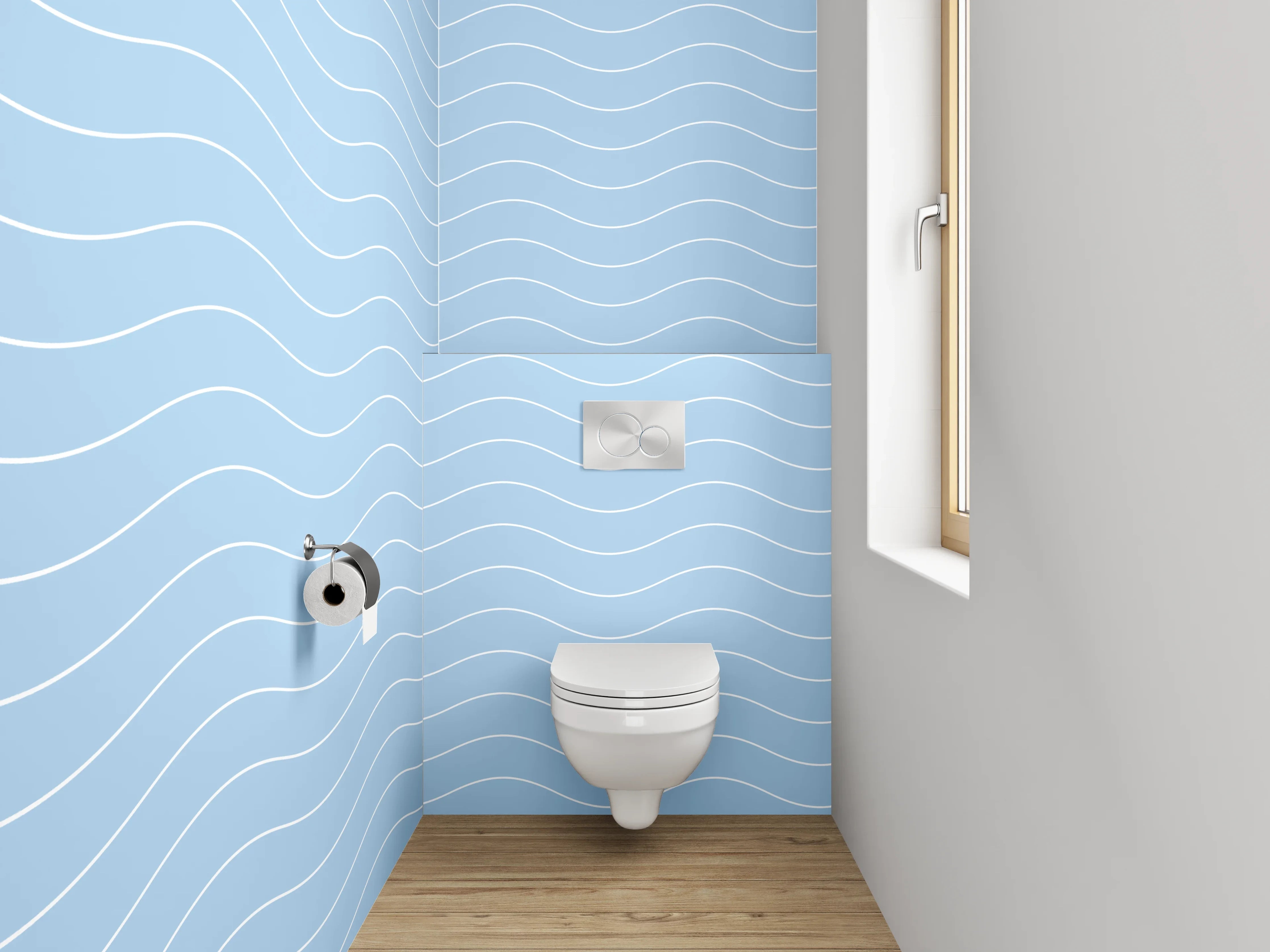 WC-Rückwand - Sanftes Wellenmuster in Himmelblau