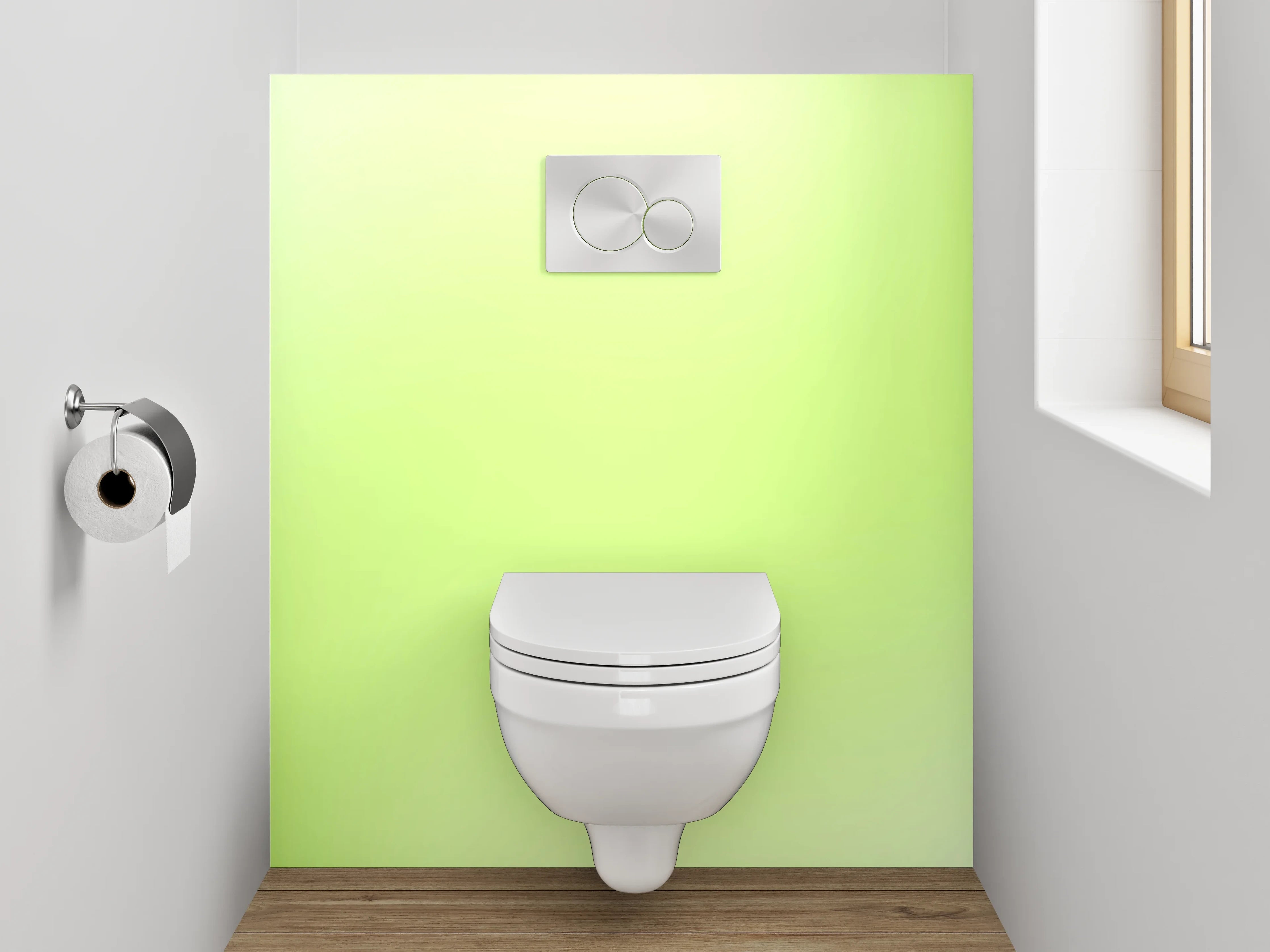 WC-Rückwand - Sanftes frisches Grün Aquarell