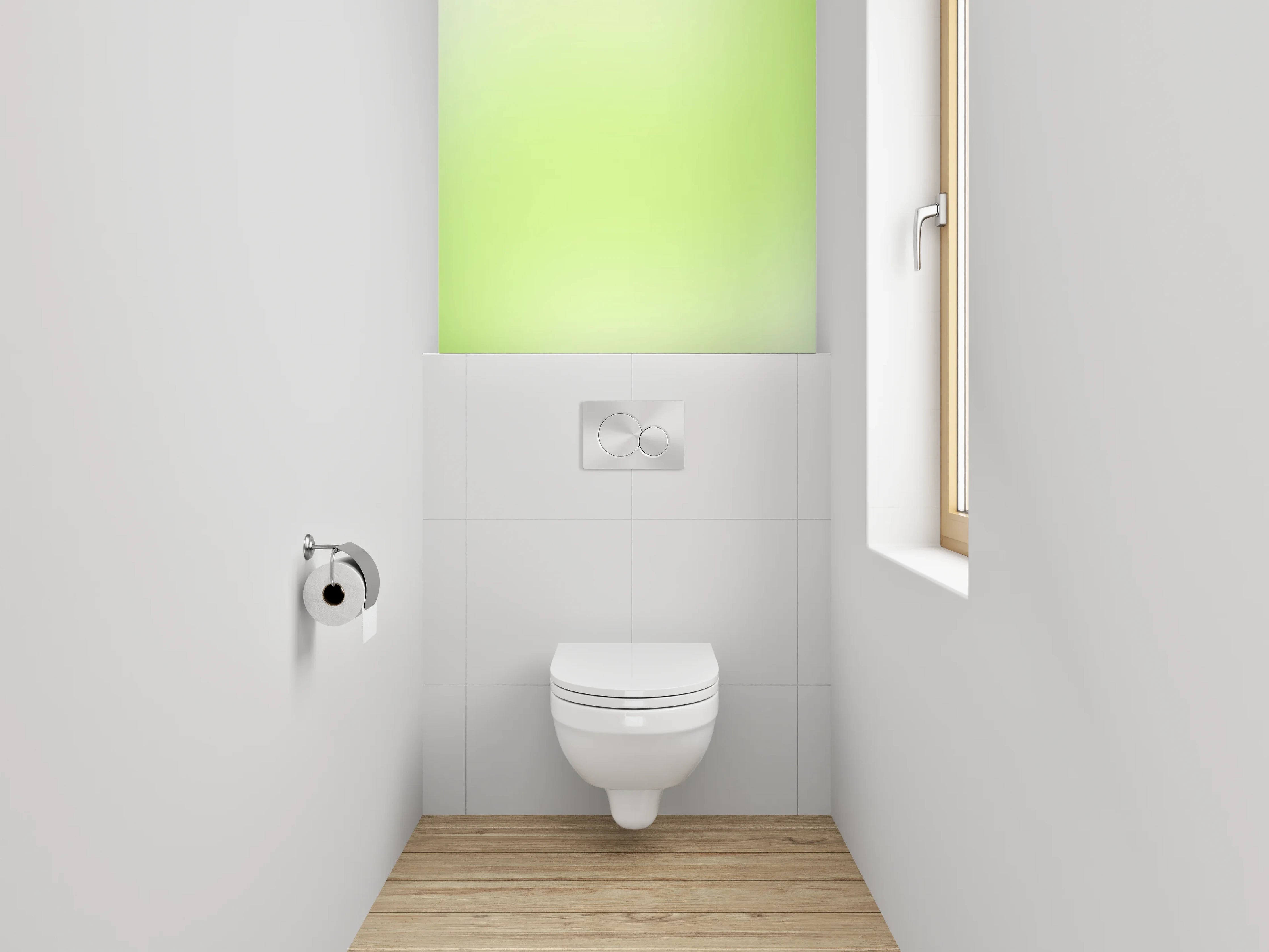 WC-Rückwand - Sanftes frisches Grün Aquarell