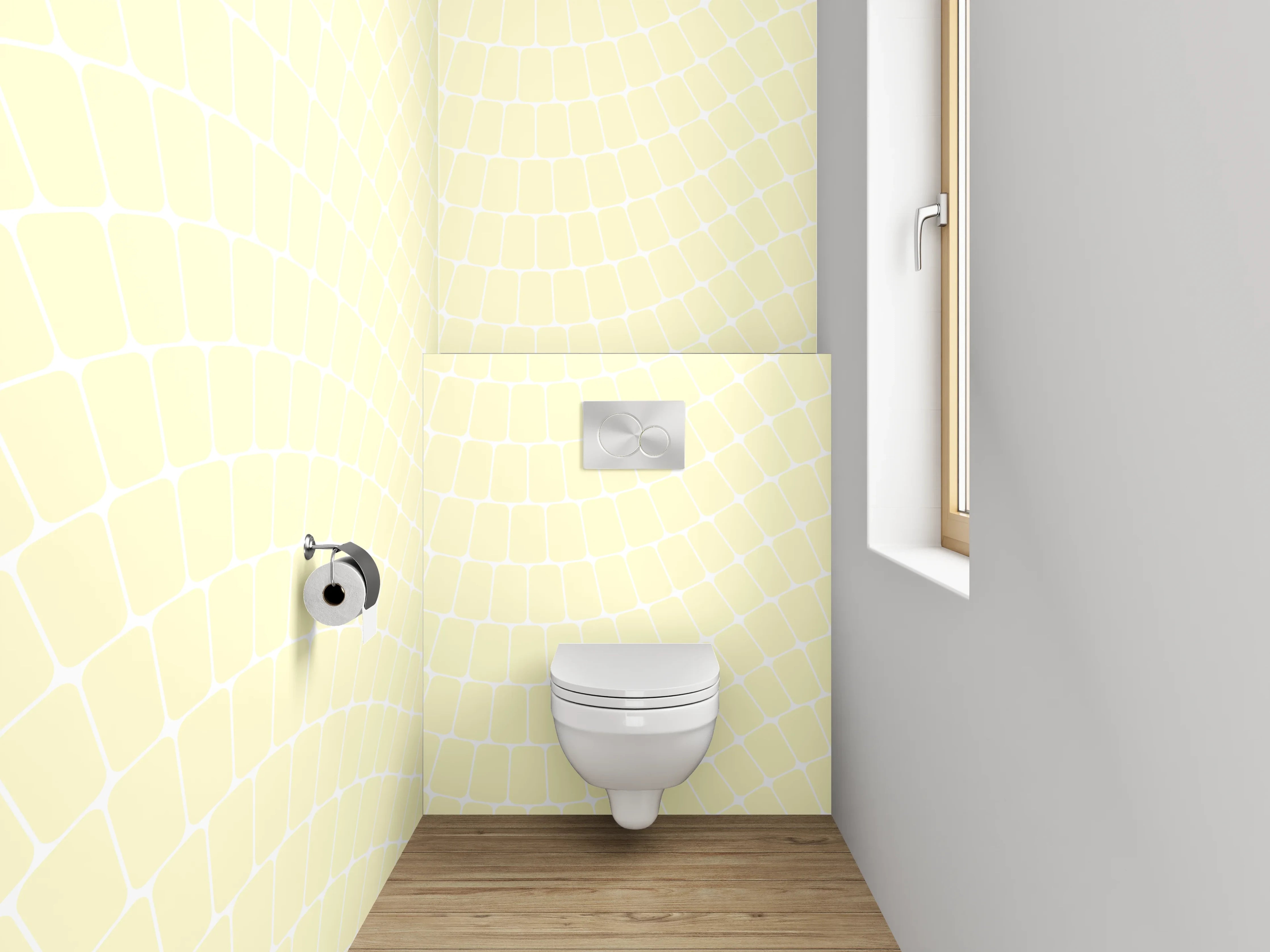 WC-Rückwand - Sanftes gelb-beiges Wellenmuster