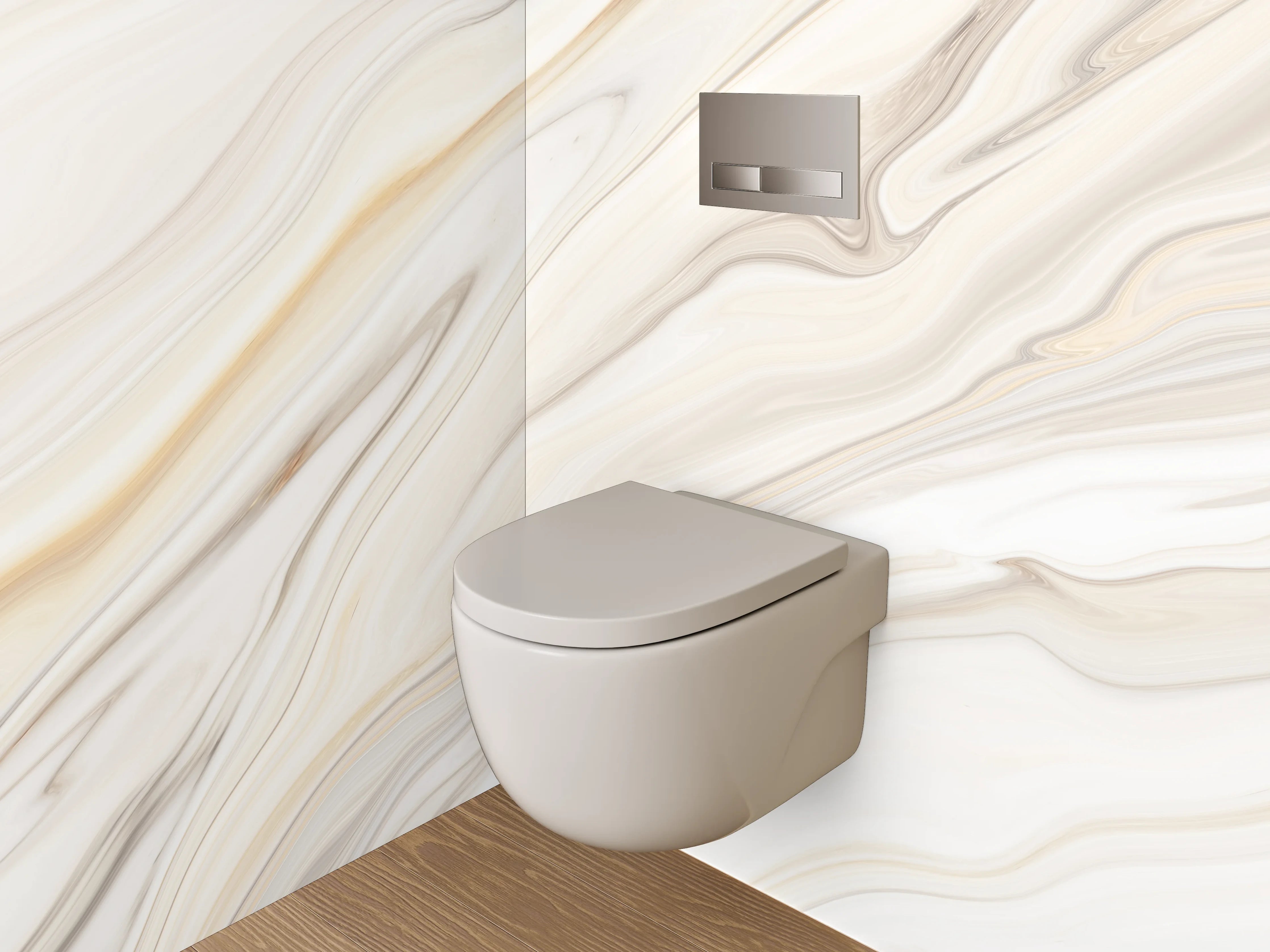 WC-Rückwand - Sanftgrauer Marmor in Weißoptik