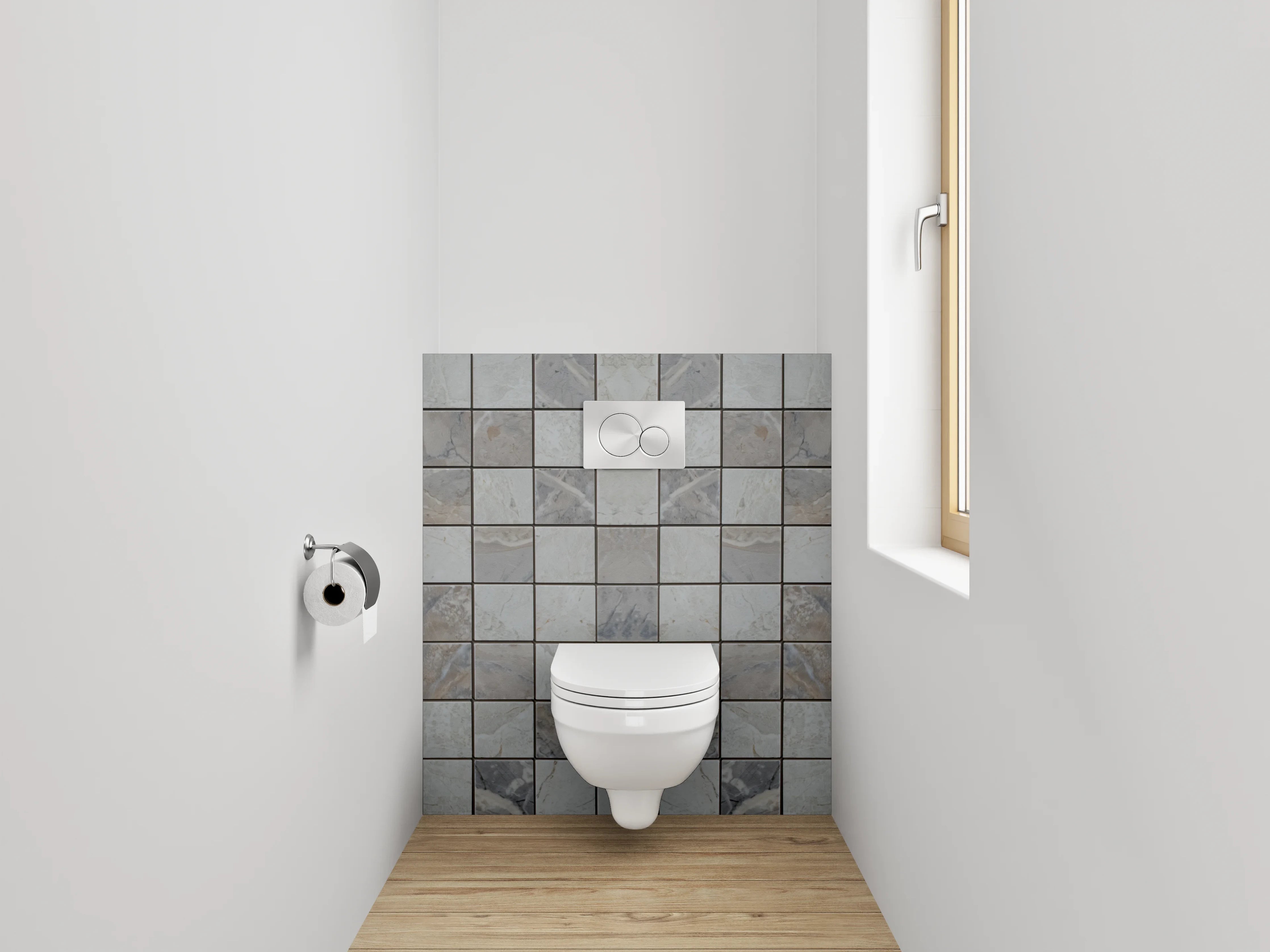 WC-Rückwand - Schiefergraues Mosaik-Design Fliesenoptik