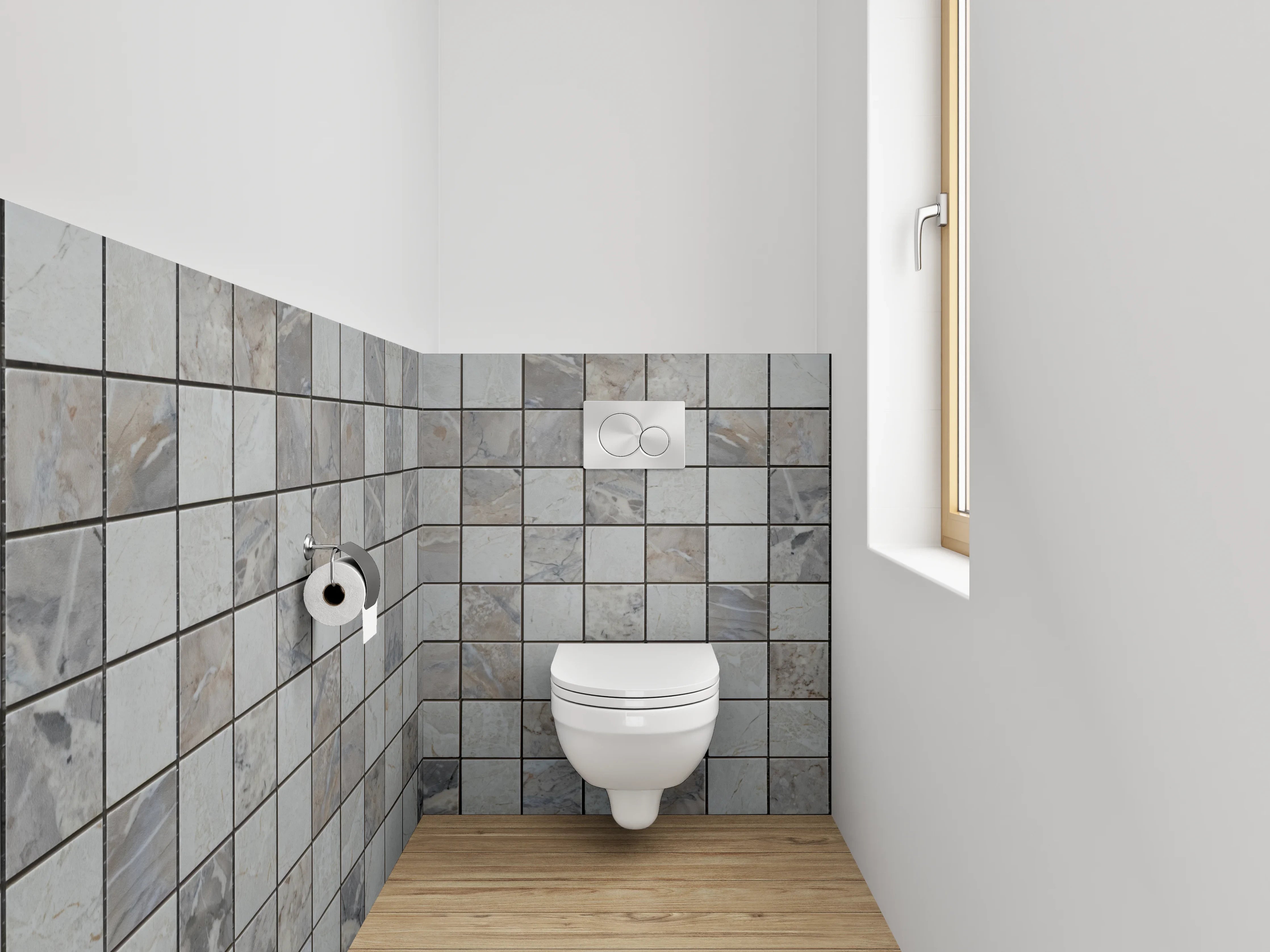 WC-Rückwand - Schiefergraues Mosaik-Design Fliesenoptik