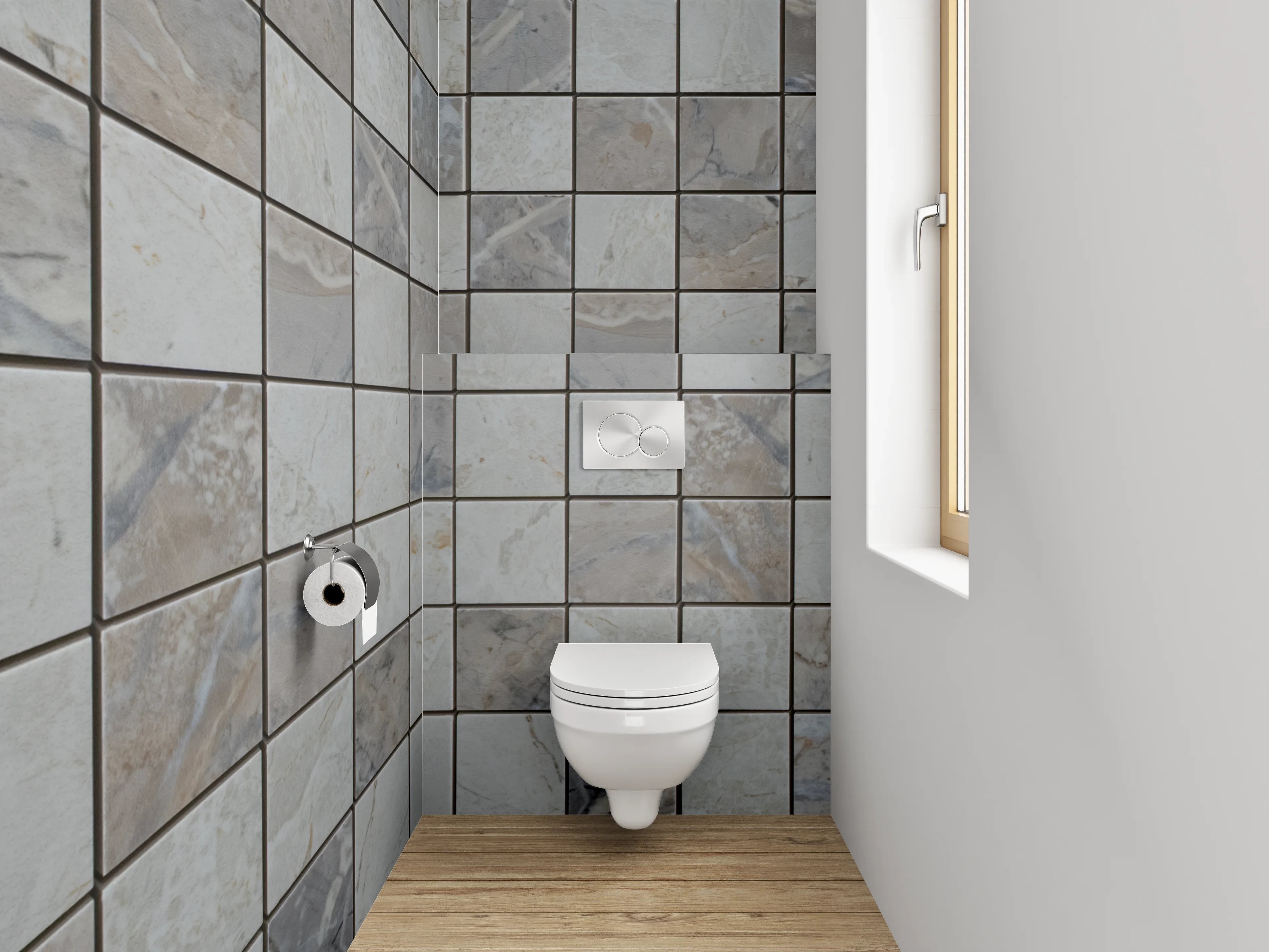 WC-Rückwand - Schiefergraues Mosaik-Design Fliesenoptik