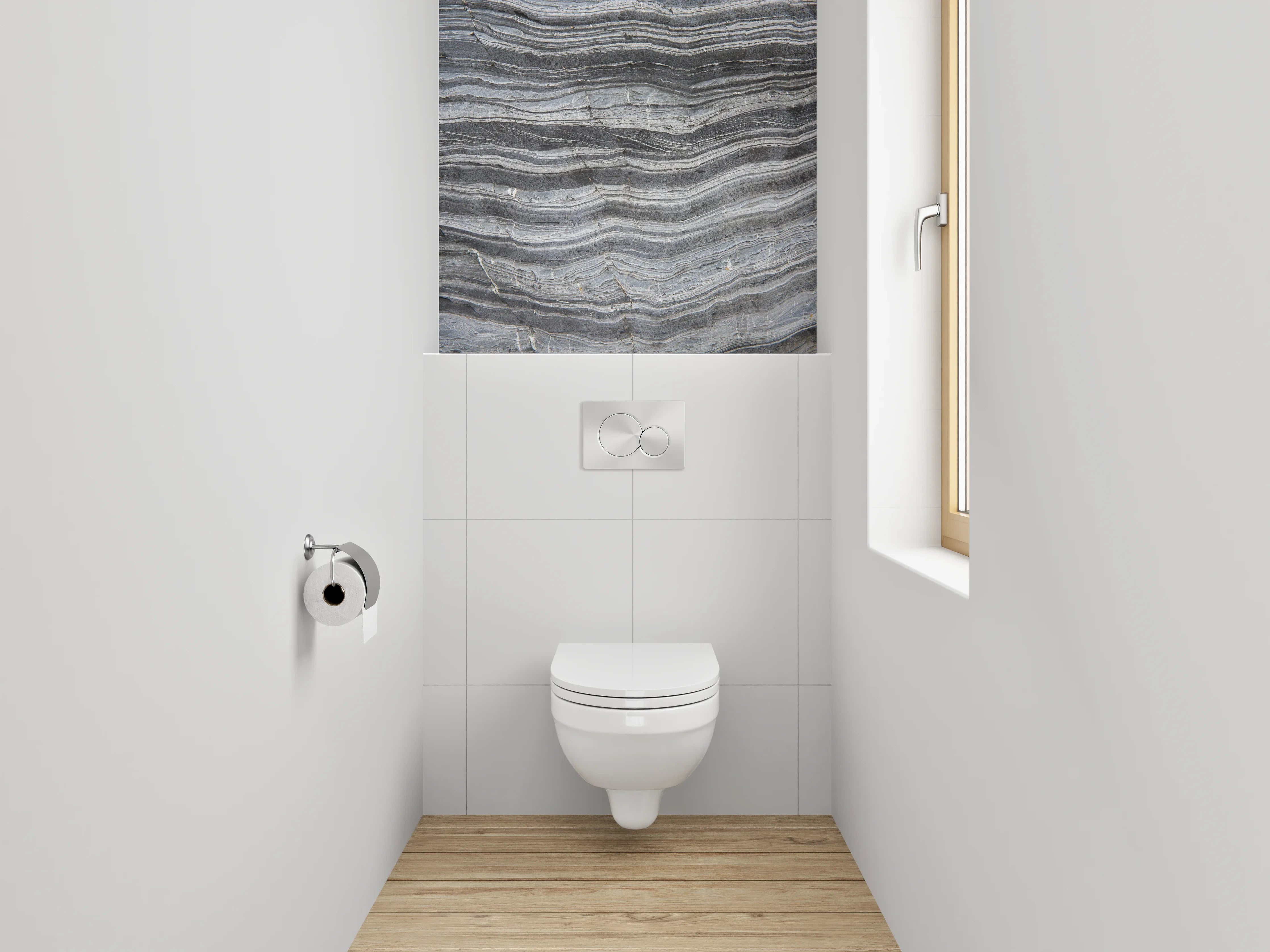 WC-Rückwand - Schiefermuster in Schwarz-Grau