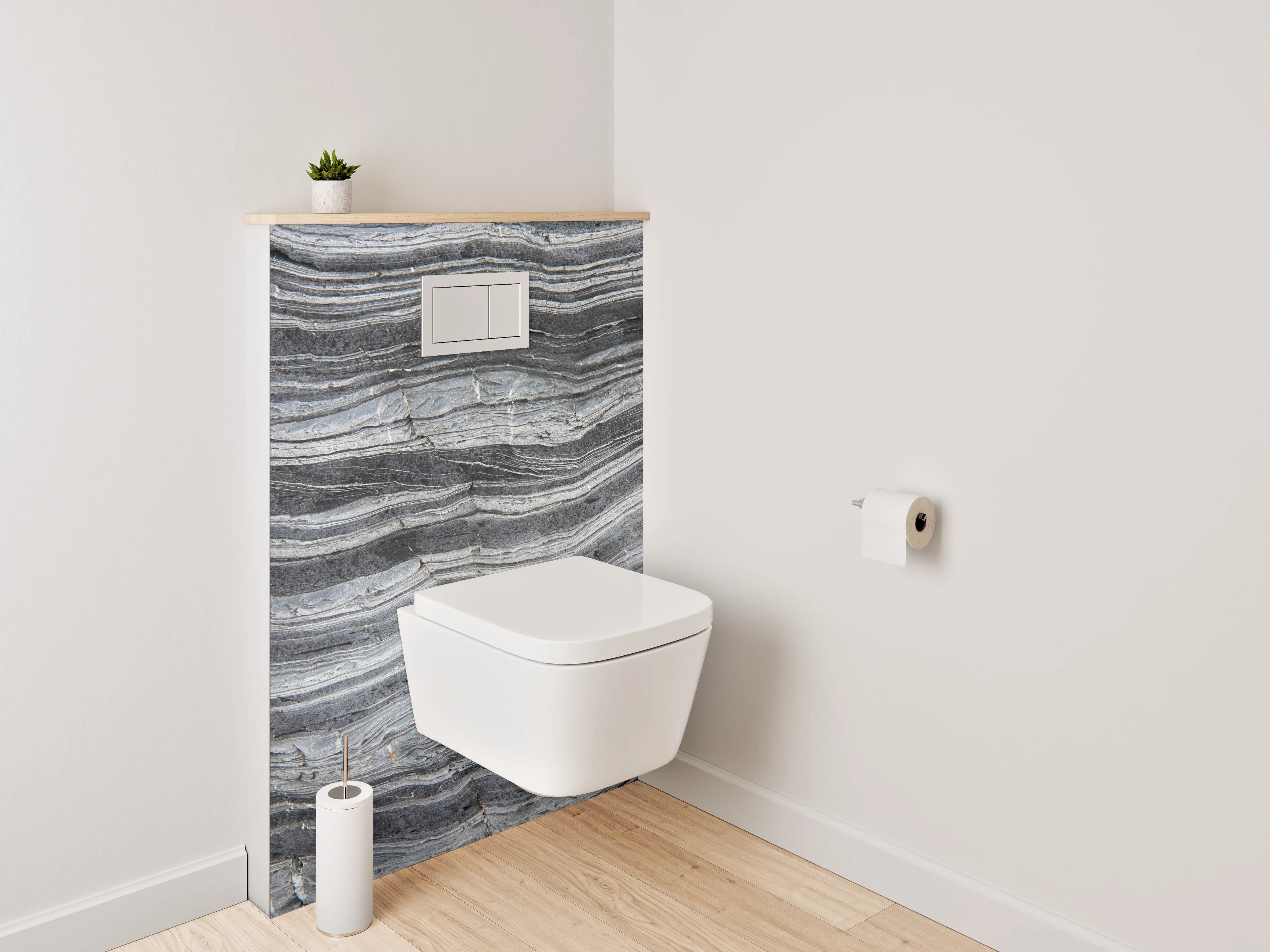 WC-Rückwand - Schiefermuster in Schwarz-Grau