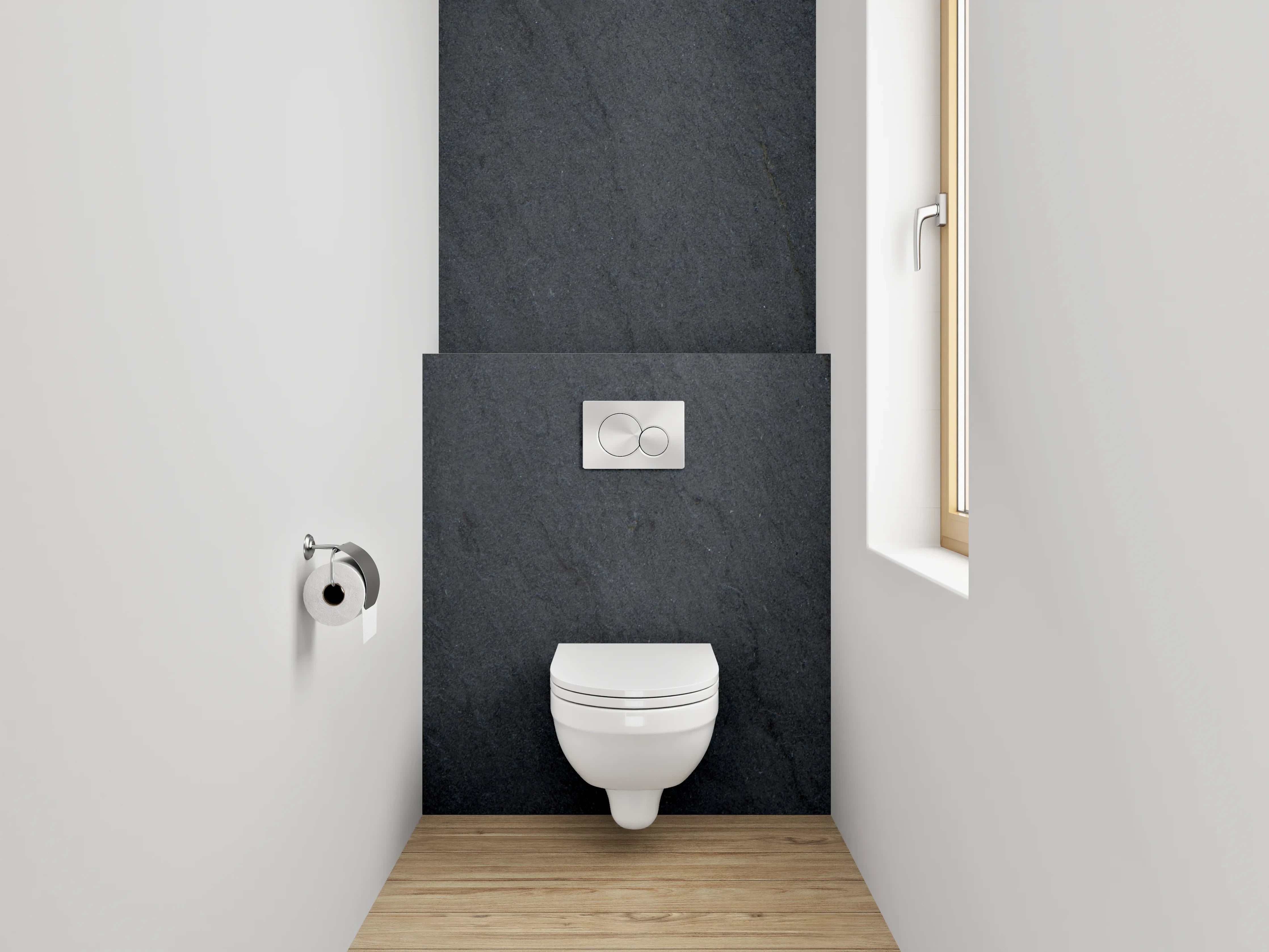 WC-Rückwand - Schieferoptik Schwarz Naturstein Wand