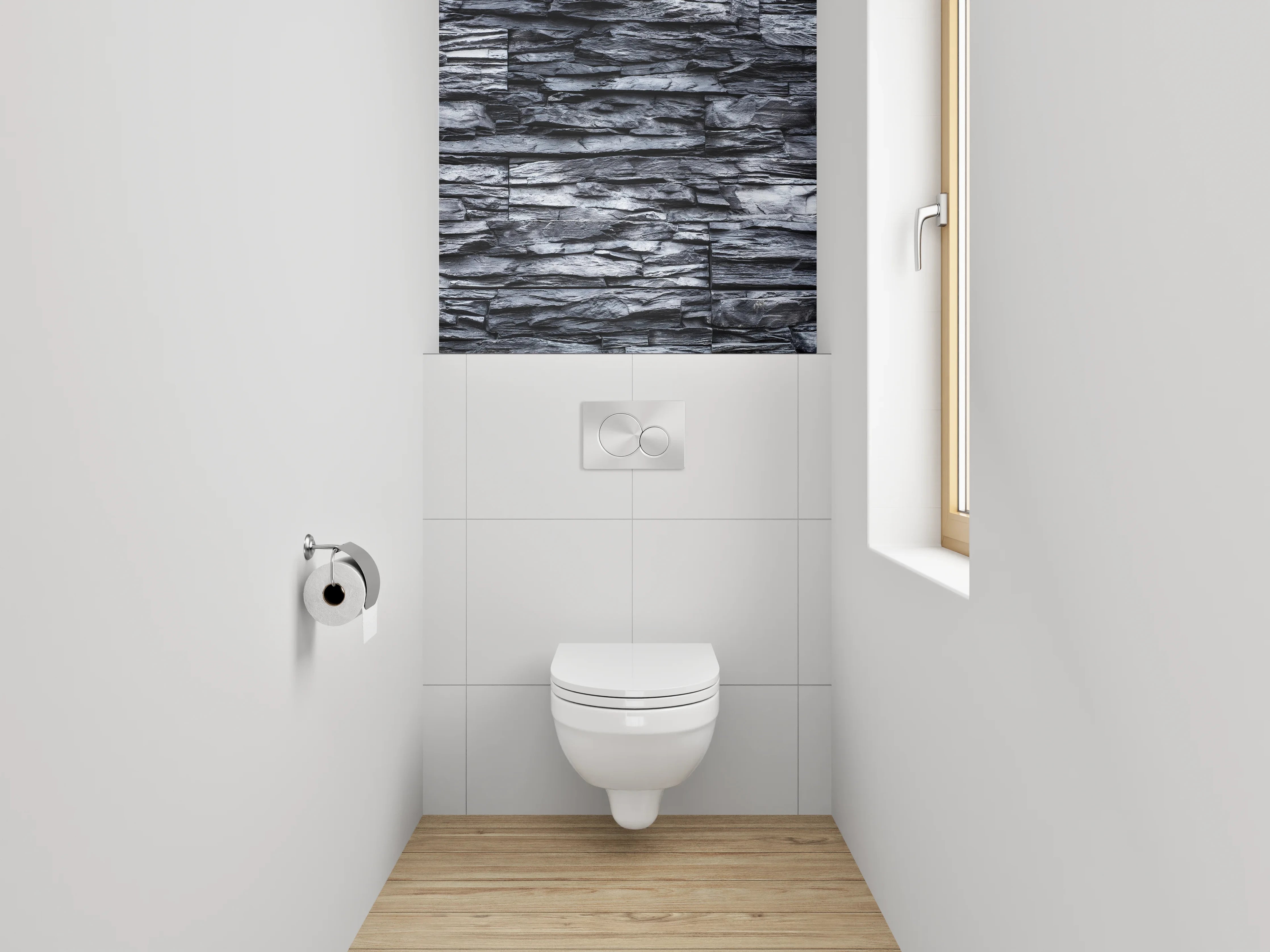 WC-Rückwand - Schieferoptik Wanddekor Grau