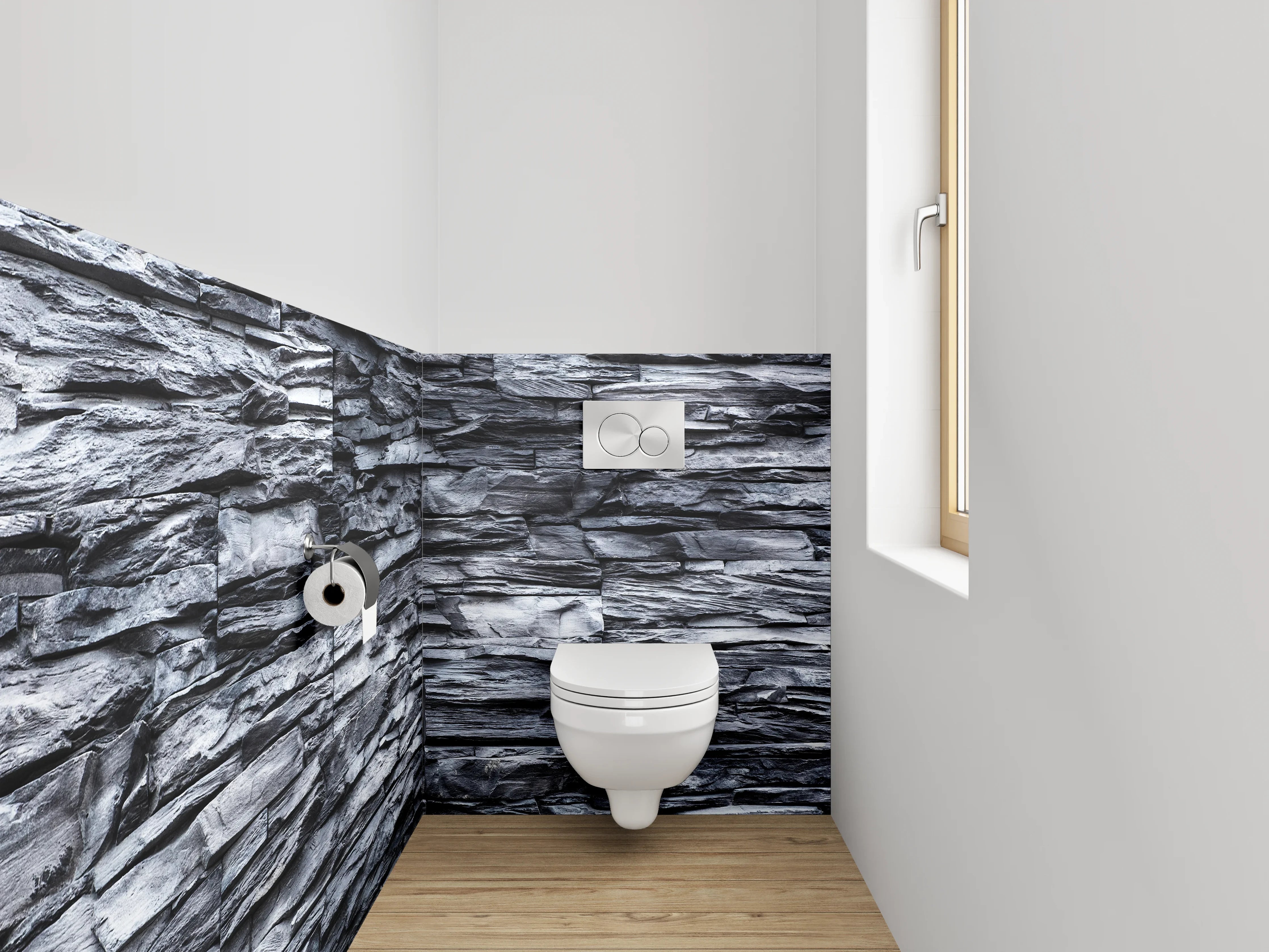 WC-Rückwand - Schieferoptik Wanddekor Grau