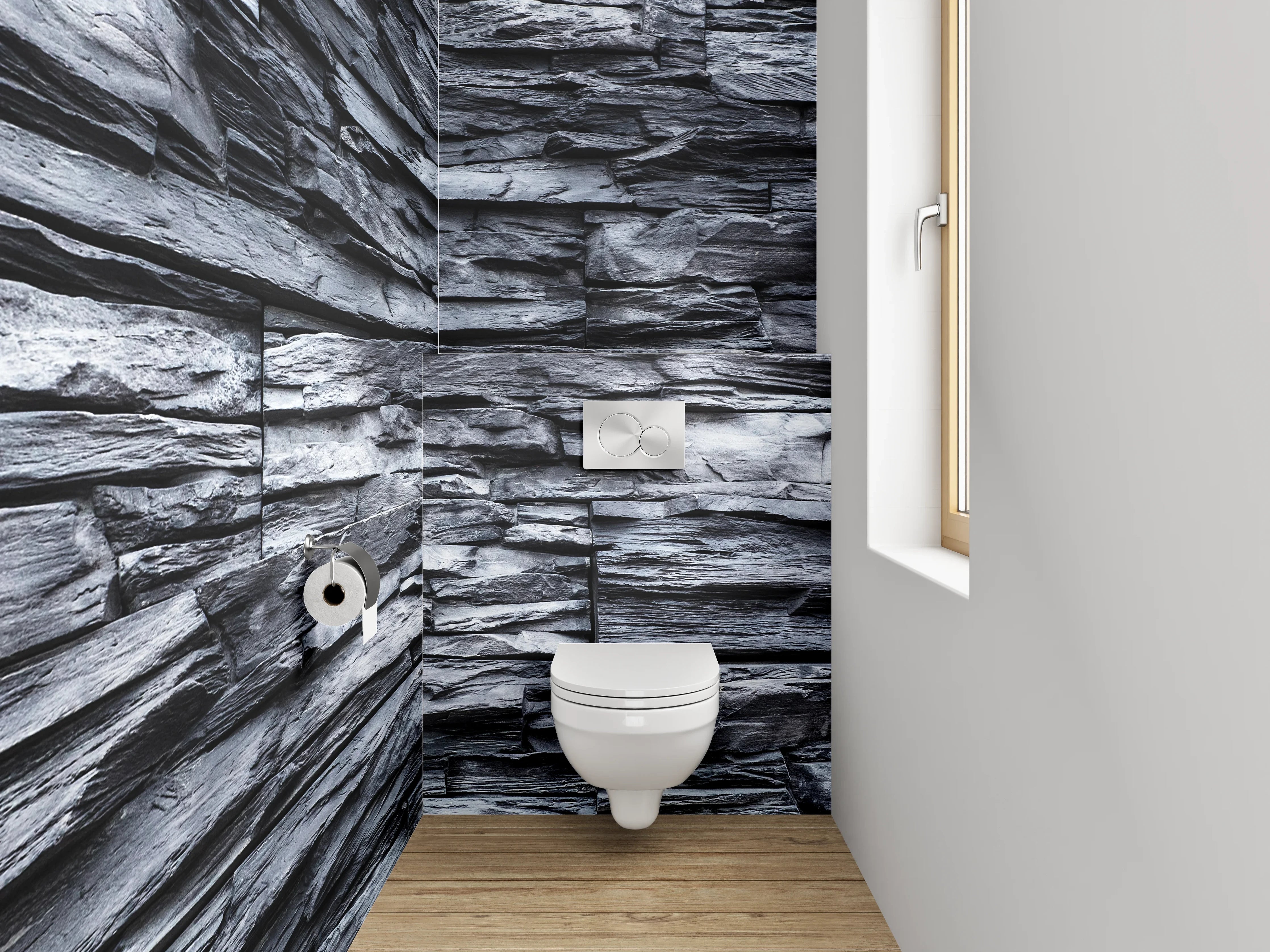 WC-Rückwand - Schieferoptik Wanddekor Grau