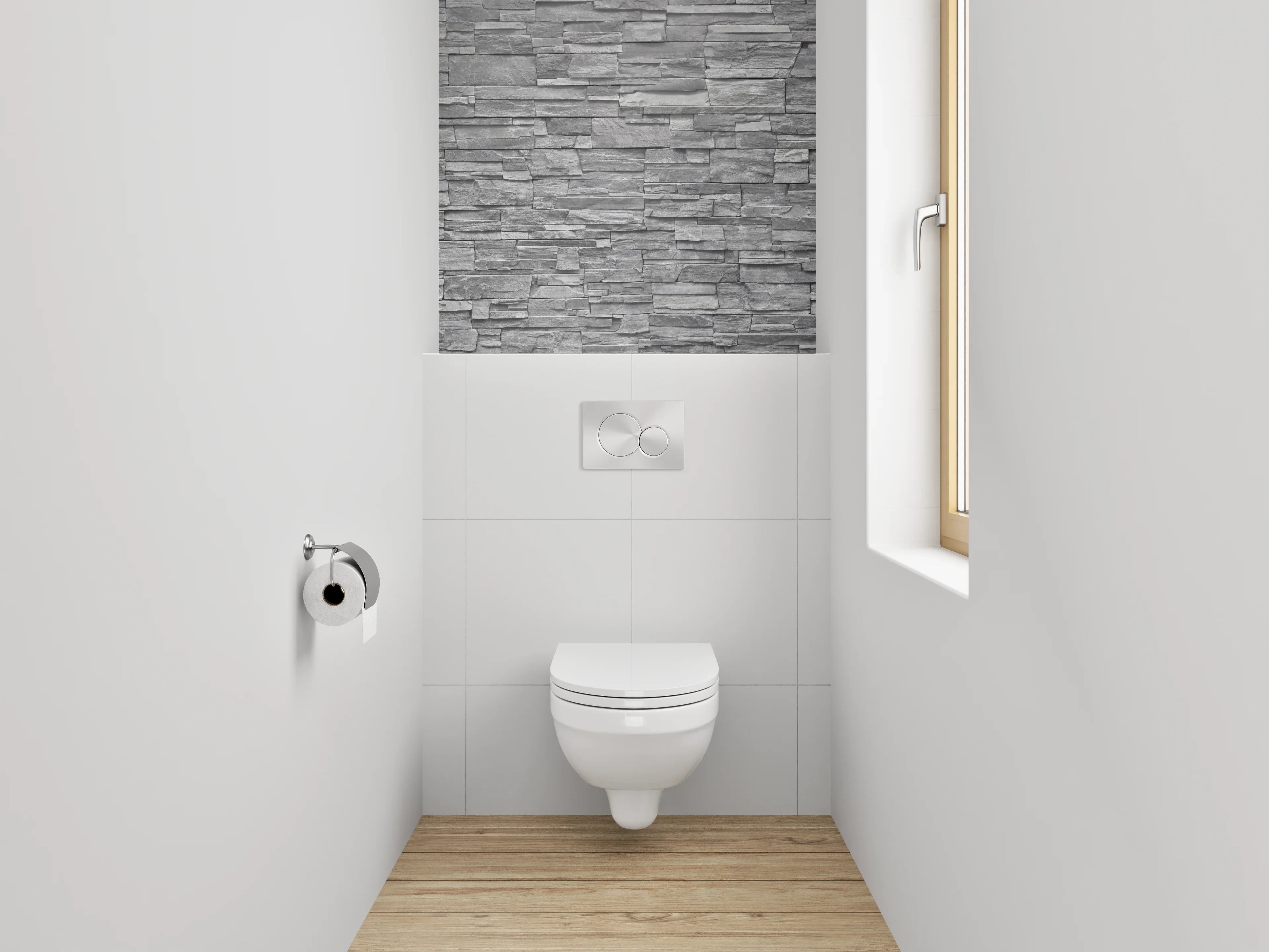 WC-Rückwand - Schieferoptik: Graue Steinwand