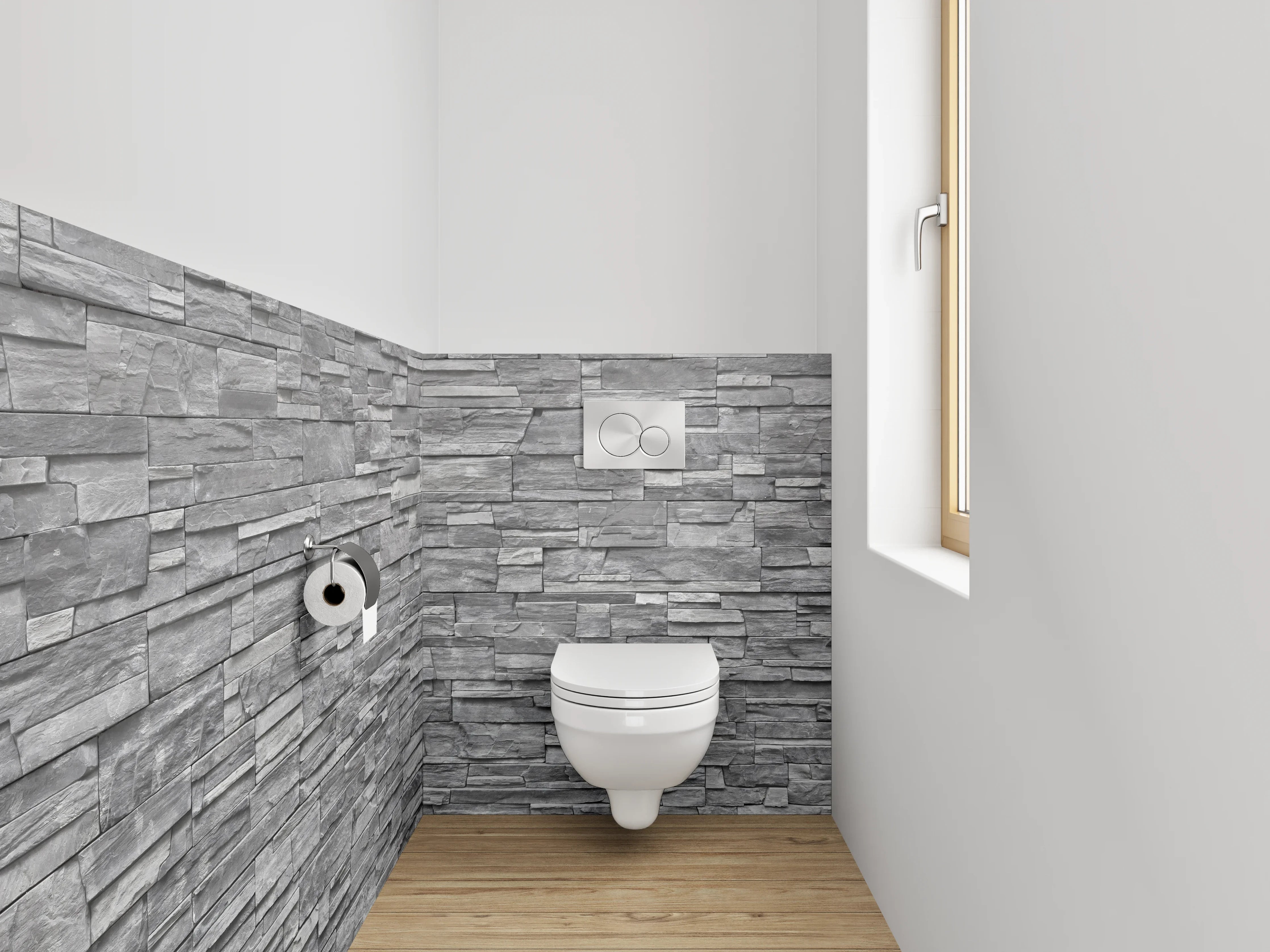 WC-Rückwand - Schieferoptik: Graue Steinwand