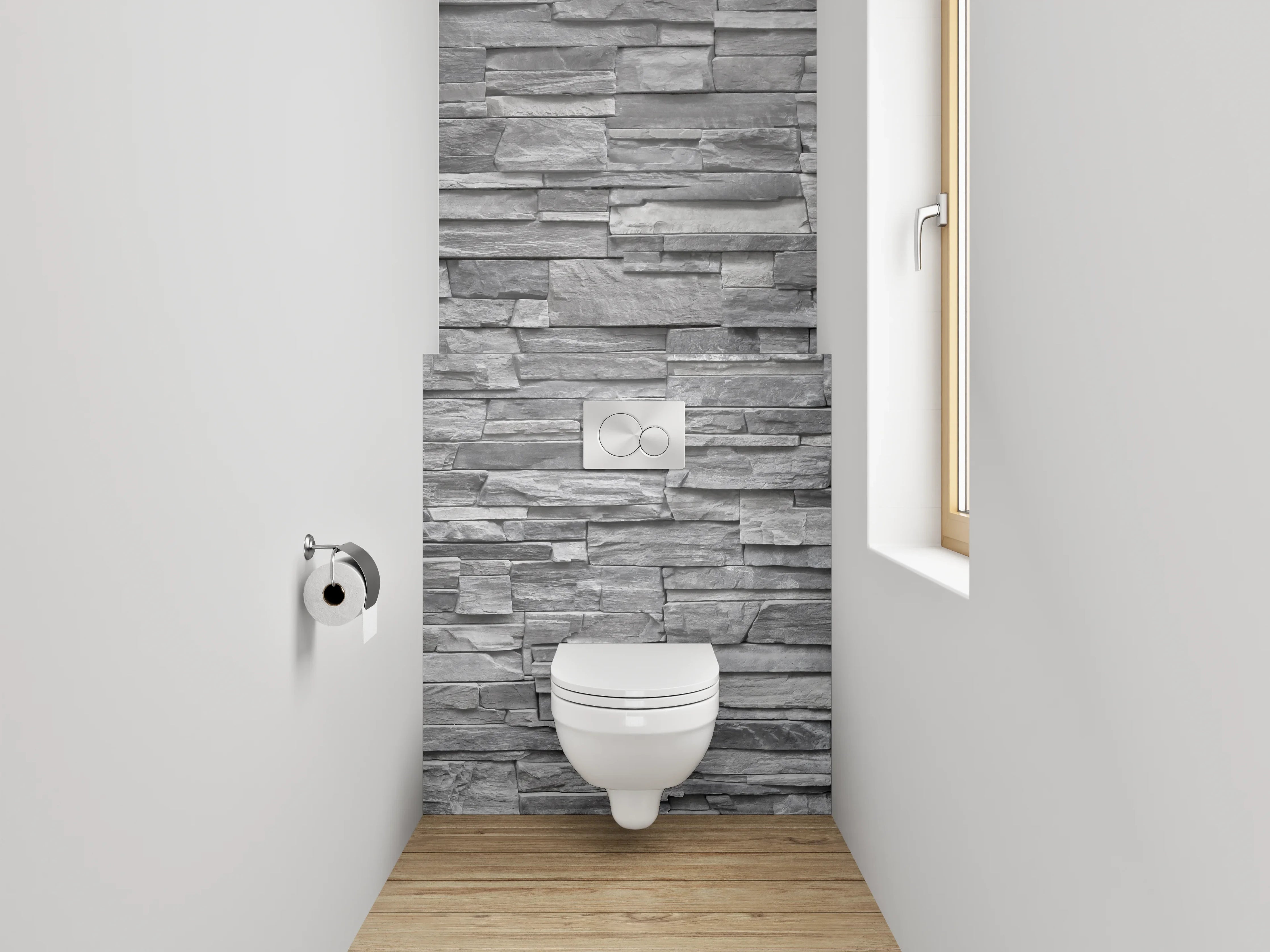 WC-Rückwand - Schieferoptik: Graue Steinwand