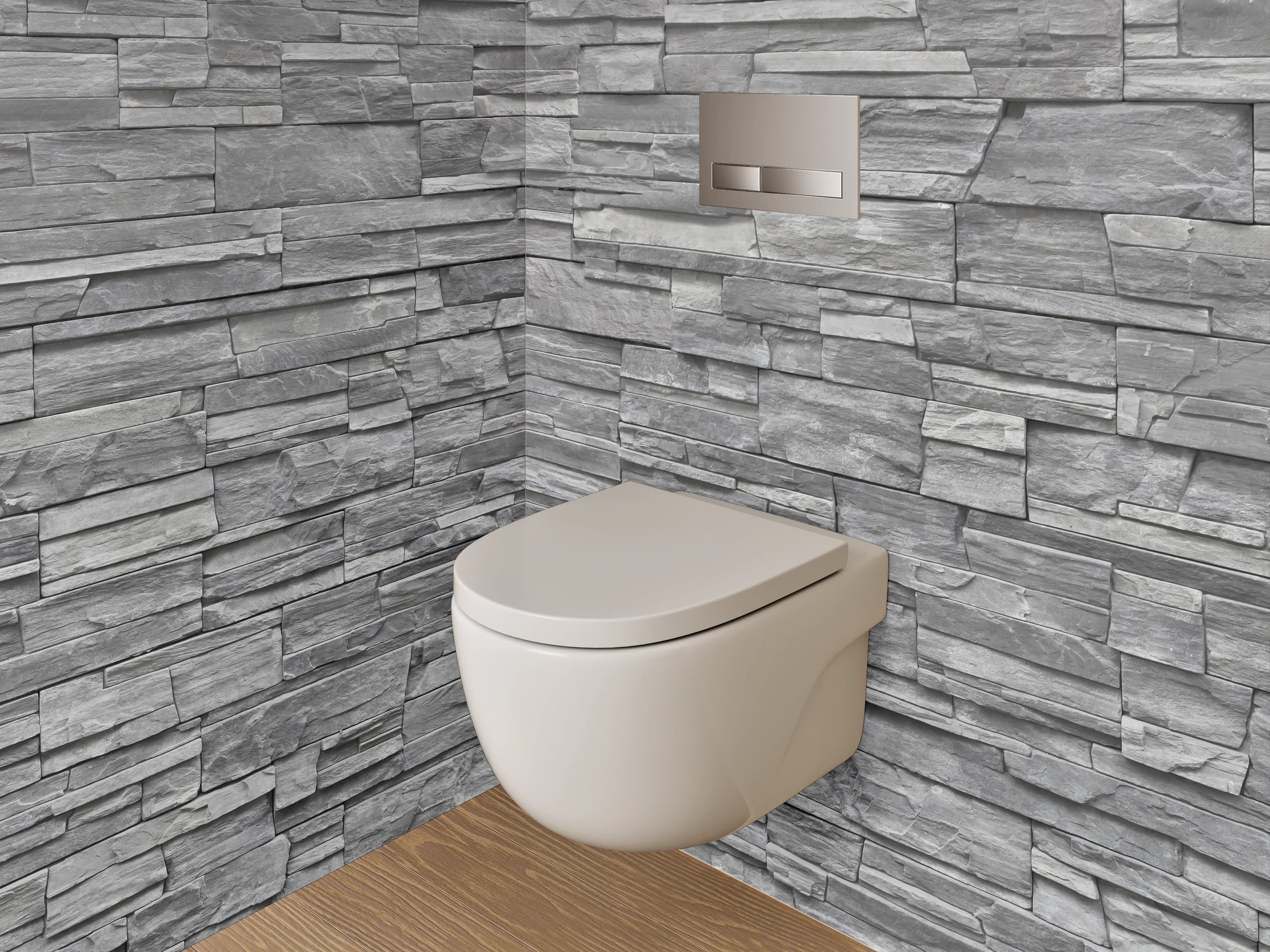 WC-Rückwand - Schieferoptik: Graue Steinwand