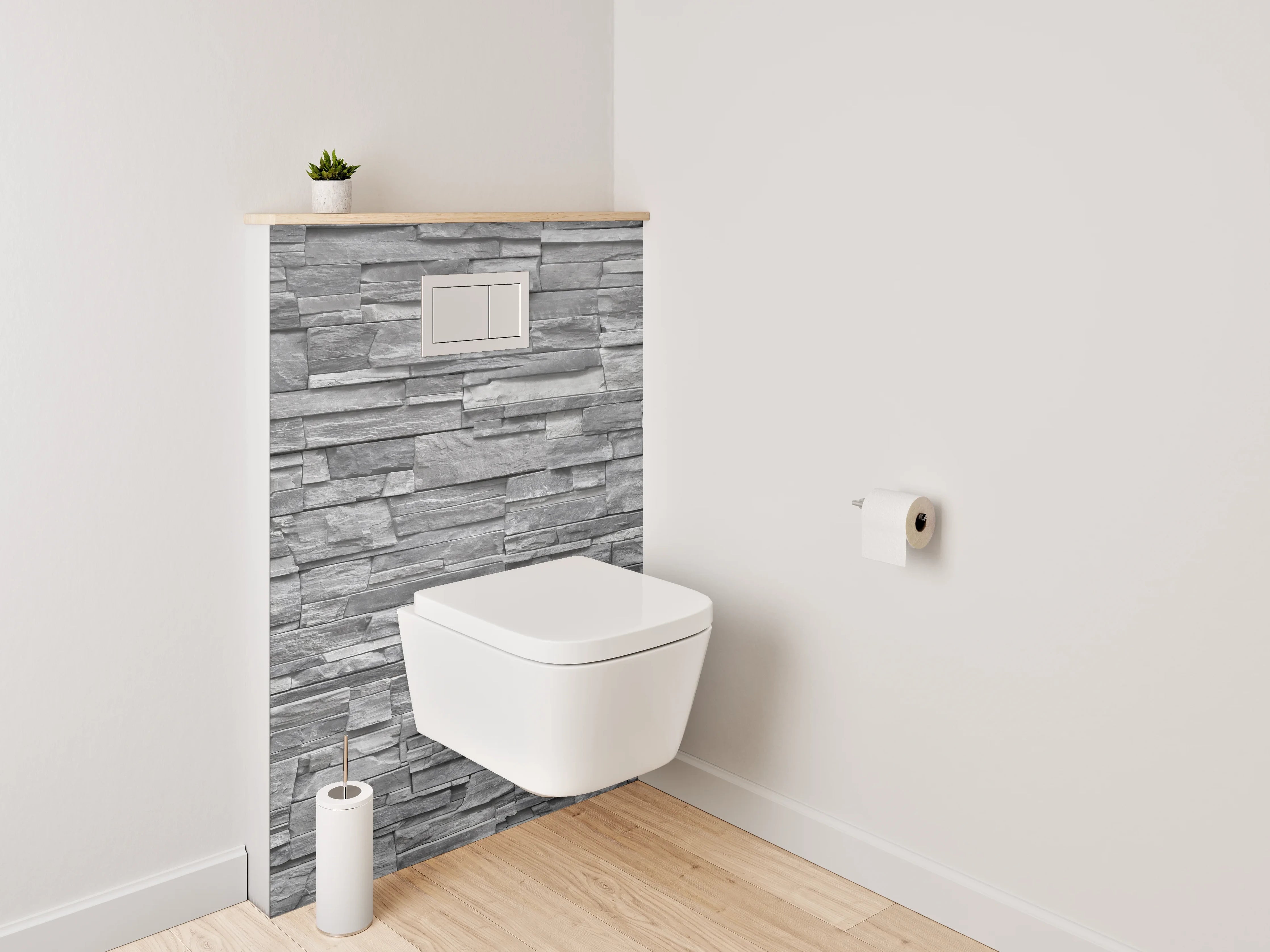 WC-Rückwand - Schieferoptik: Graue Steinwand