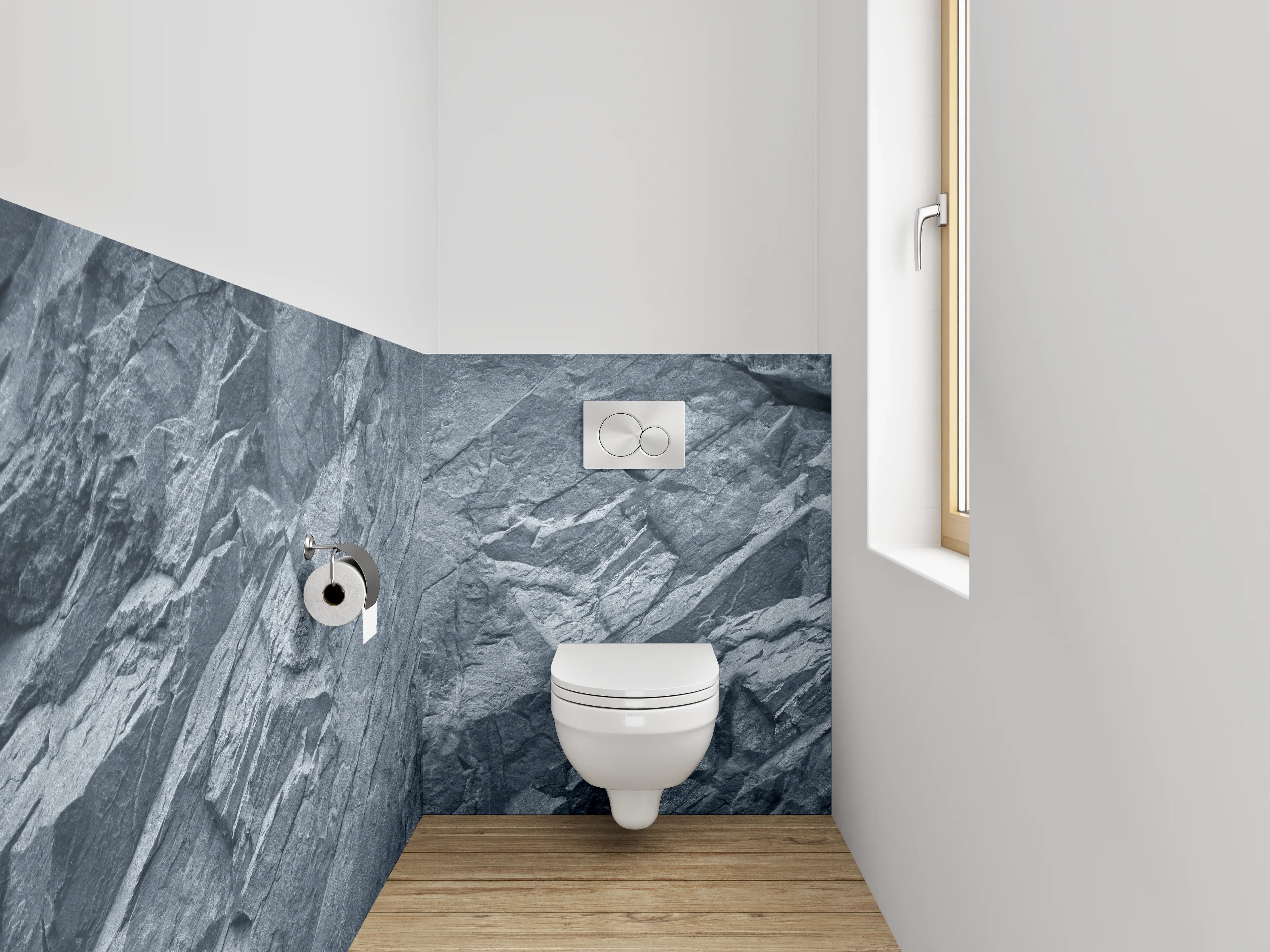 WC-Rückwand - Schieferstruktur Grau Blau Dekor