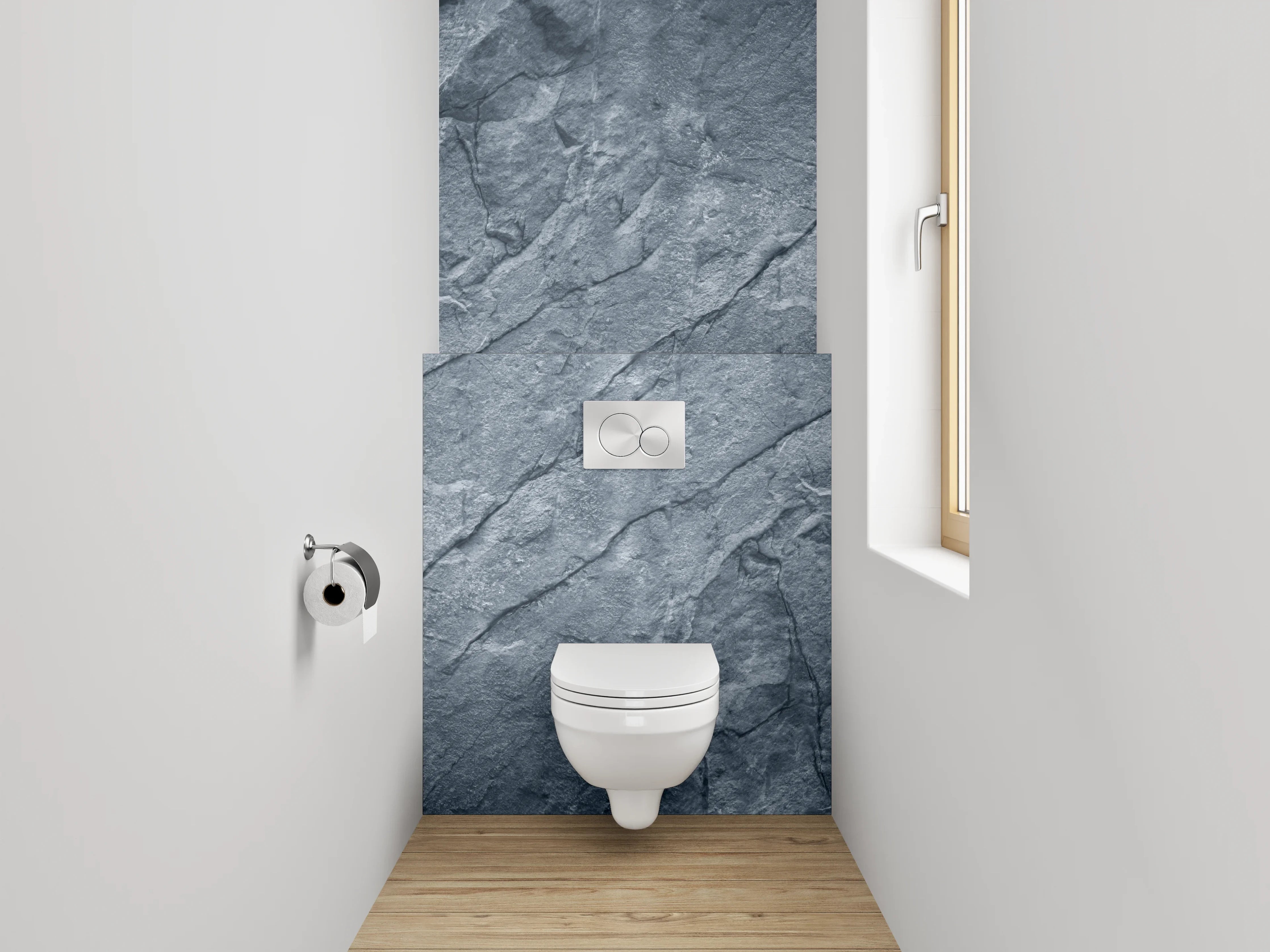 WC-Rückwand - Schieferstruktur Grau Blau Dekor