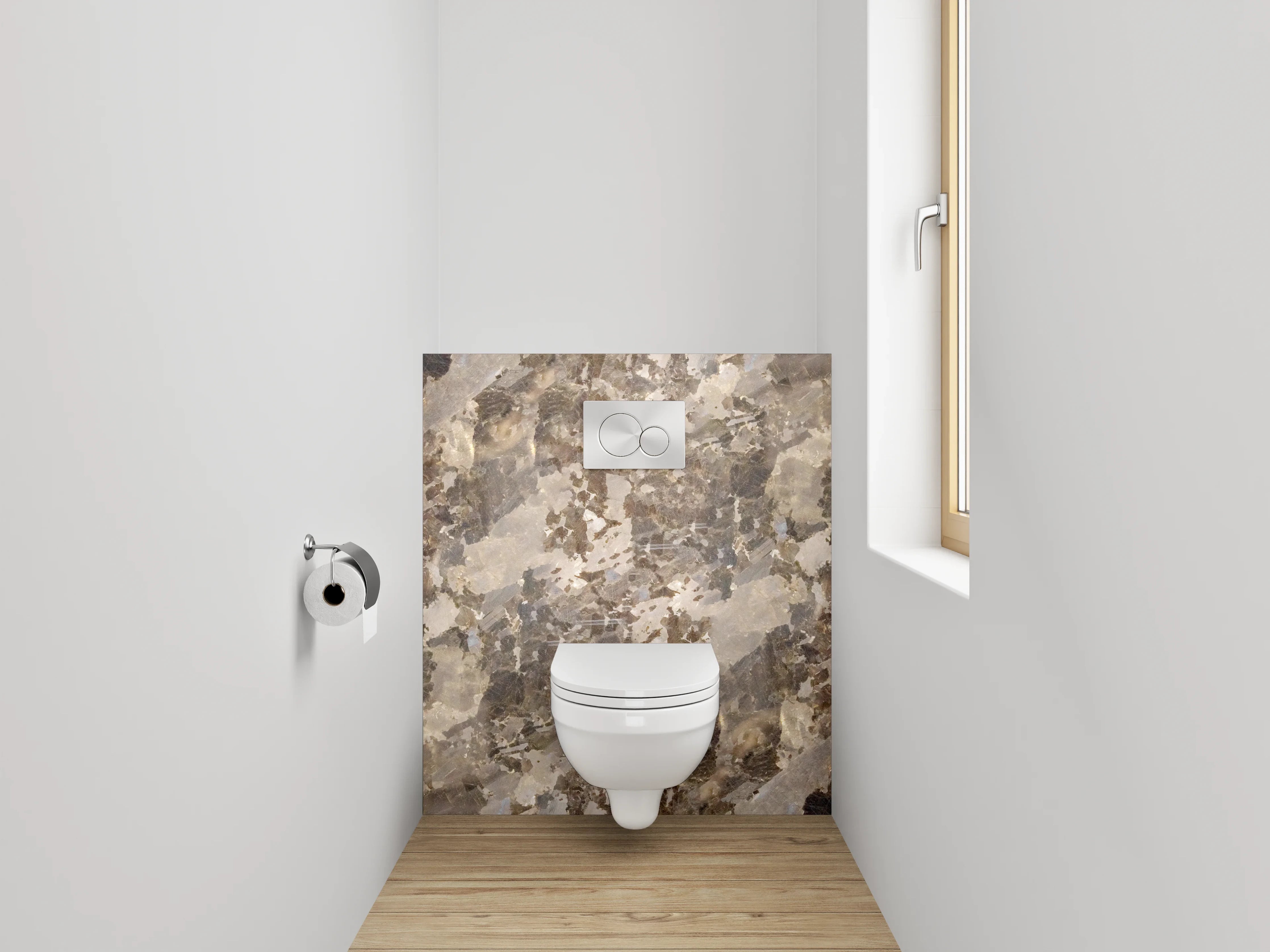 WC-Rückwand - Schimmernde braune Kristallmarmor-Optik