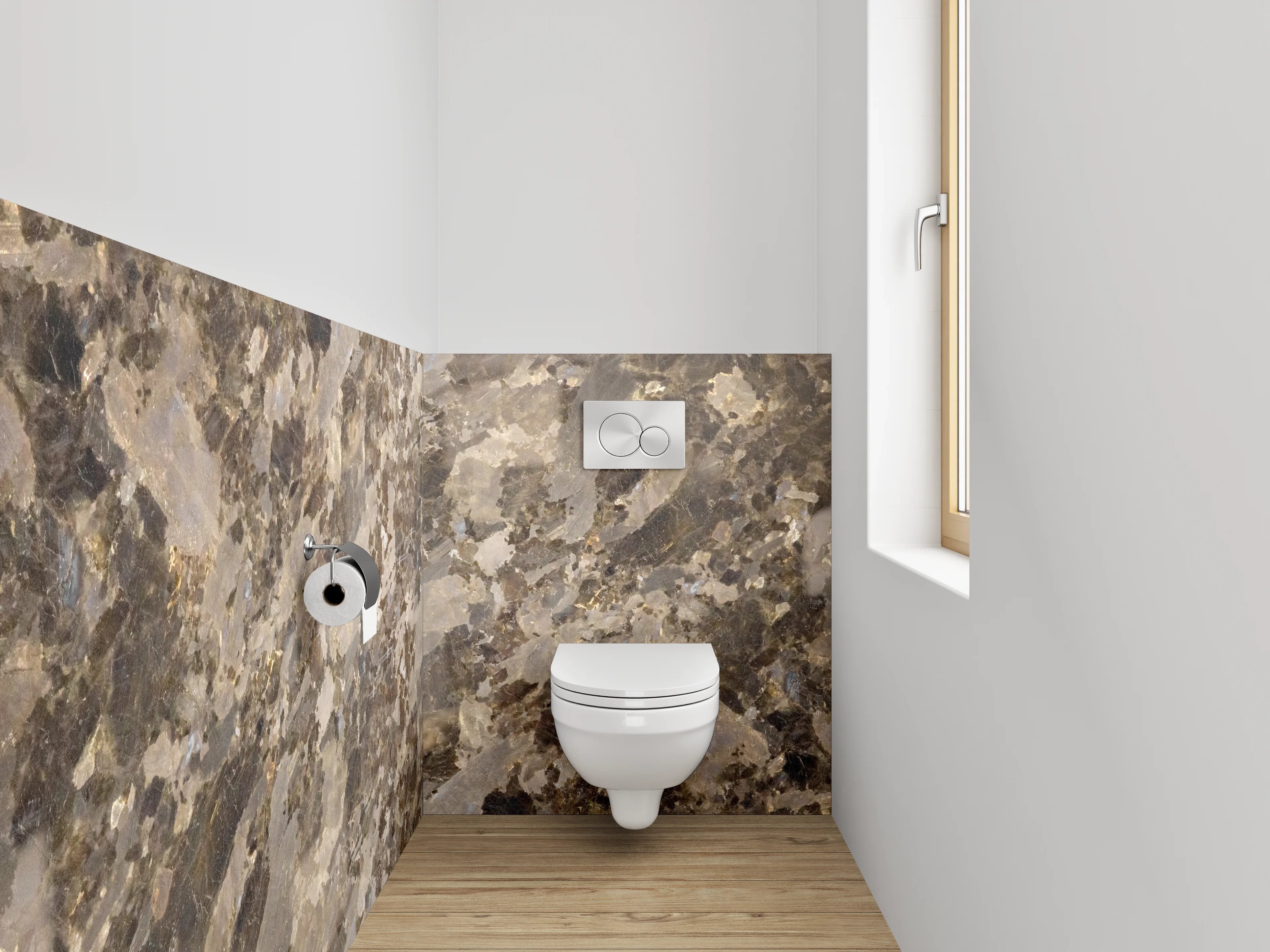 WC-Rückwand - Schimmernde braune Kristallmarmor-Optik