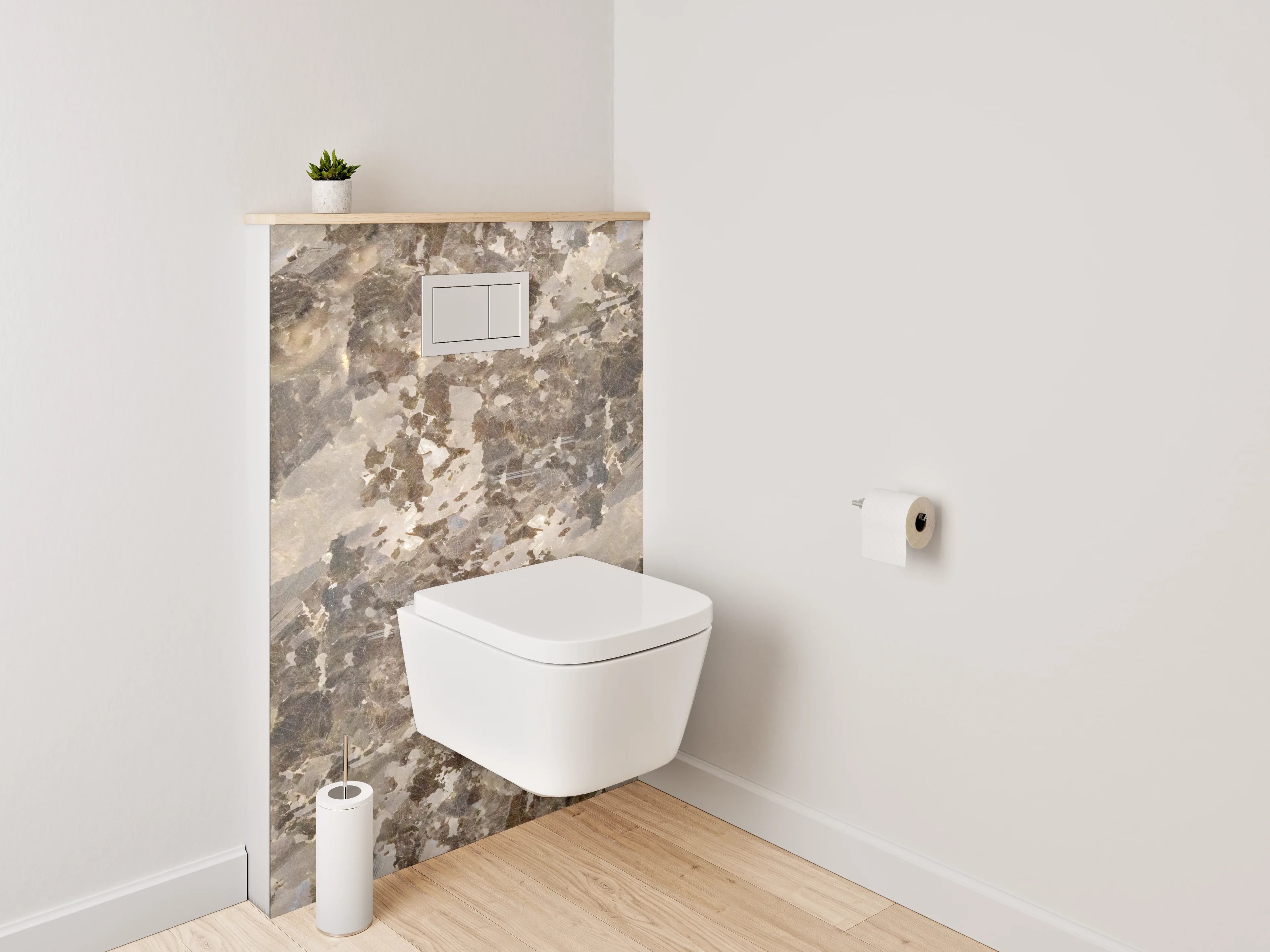 WC-Rückwand - Schimmernde braune Kristallmarmor-Optik