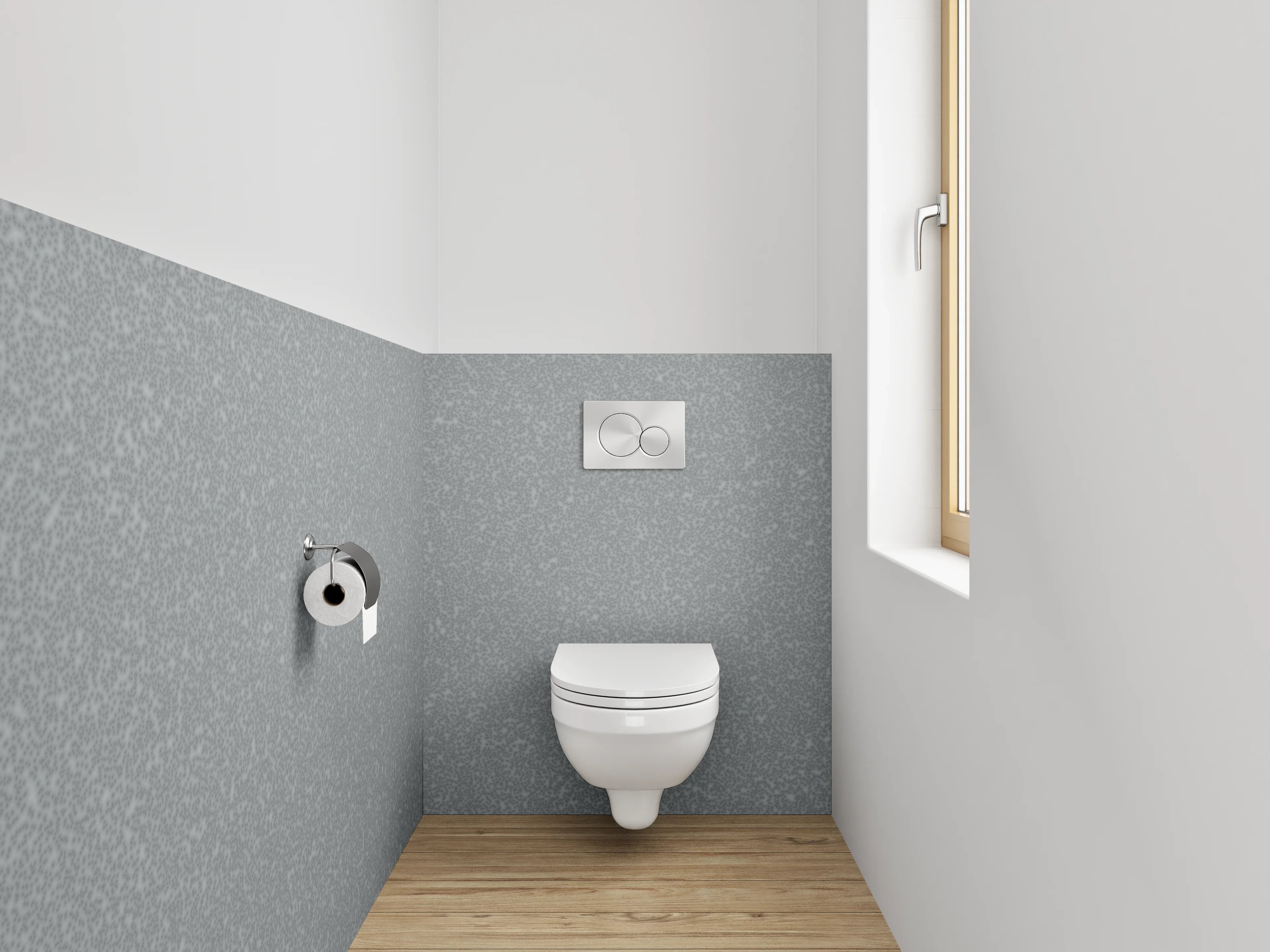 WC-Rückwand - Schlichte graue Betonoptik-Oberfläche