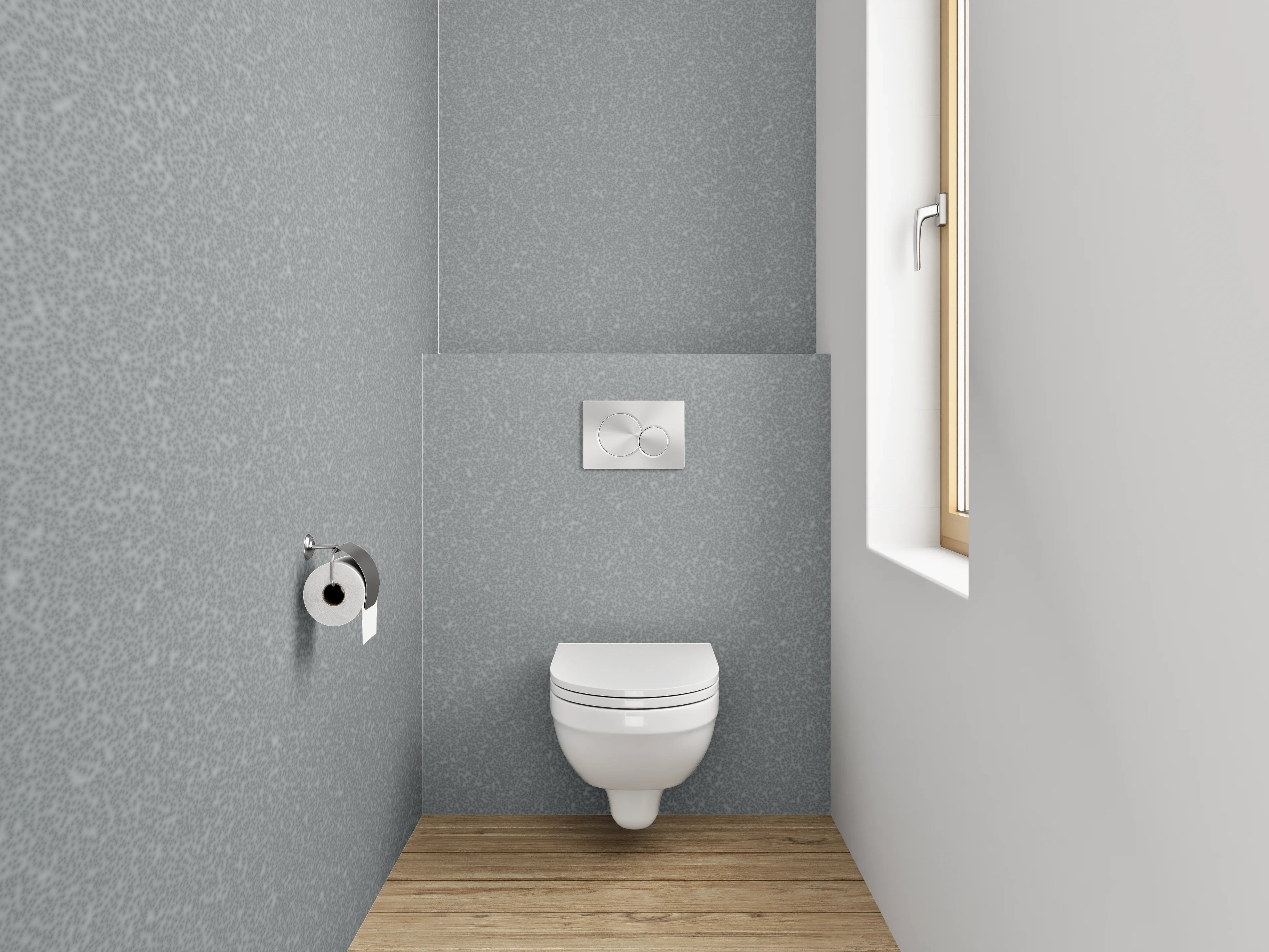 WC-Rückwand - Schlichte graue Betonoptik-Oberfläche