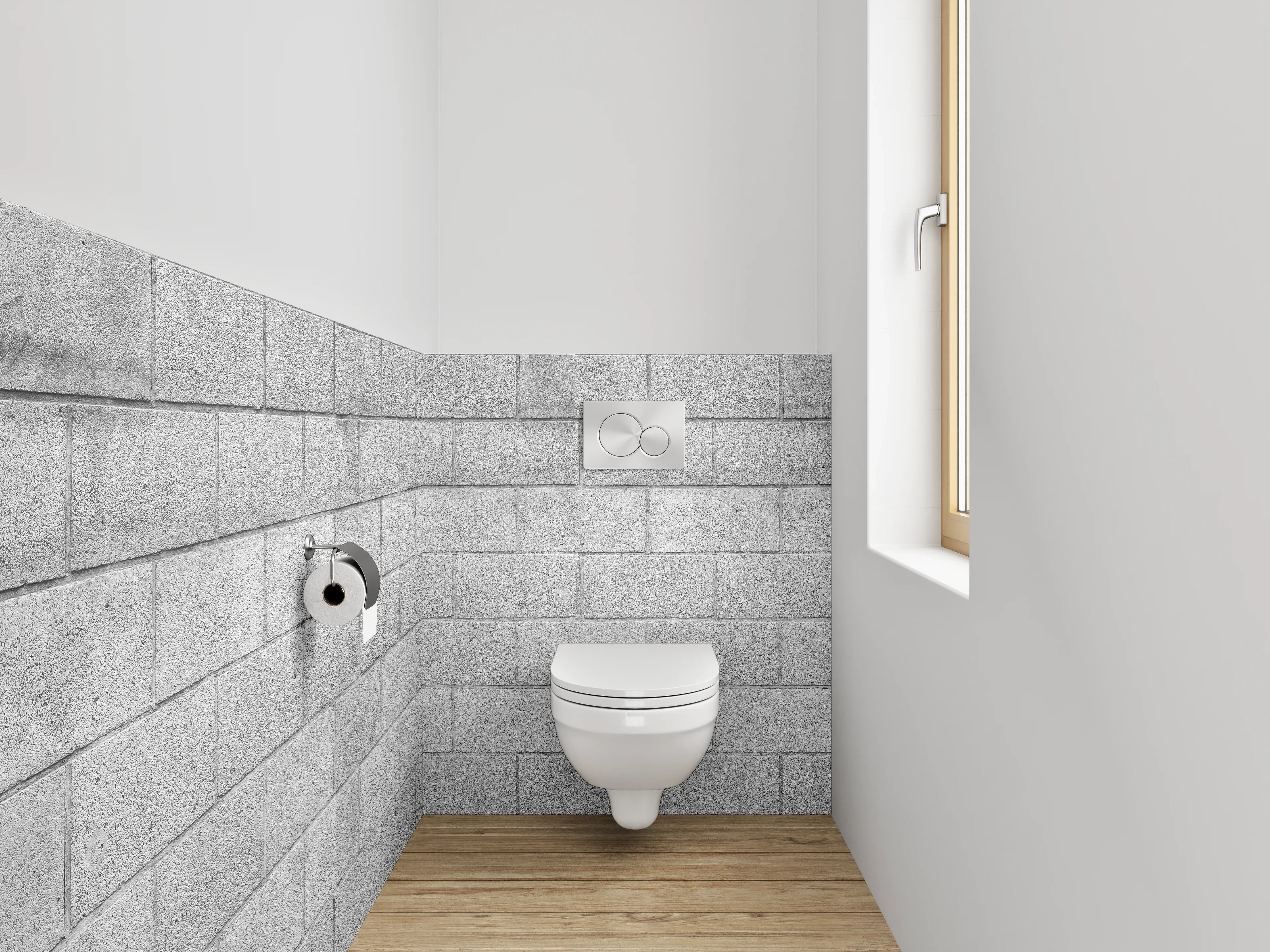 WC-Rückwand - Schlichte graue Fliesenoptik Wanddesign