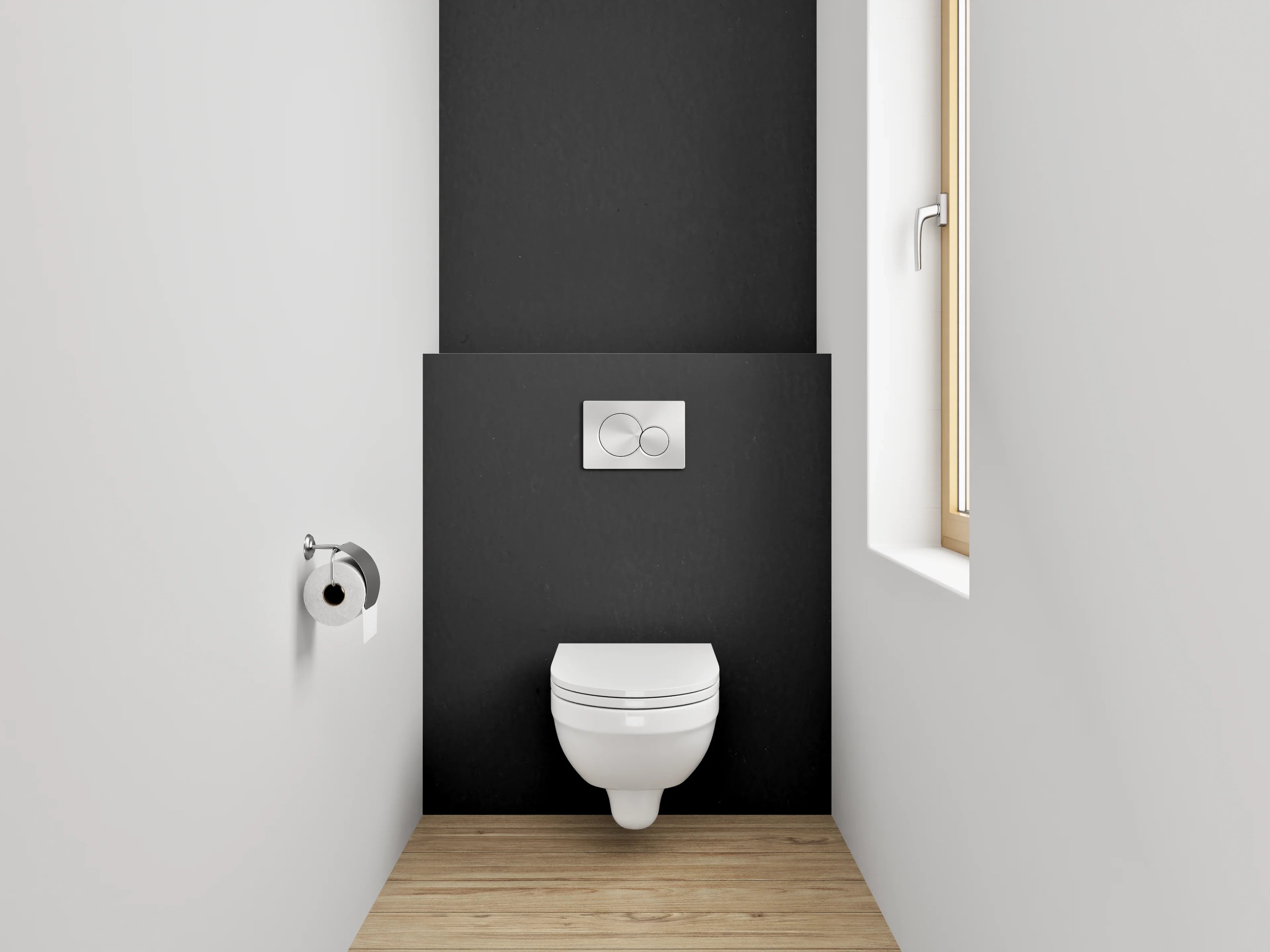 WC-Rückwand - Schlichte schwarze Uni-Farbe