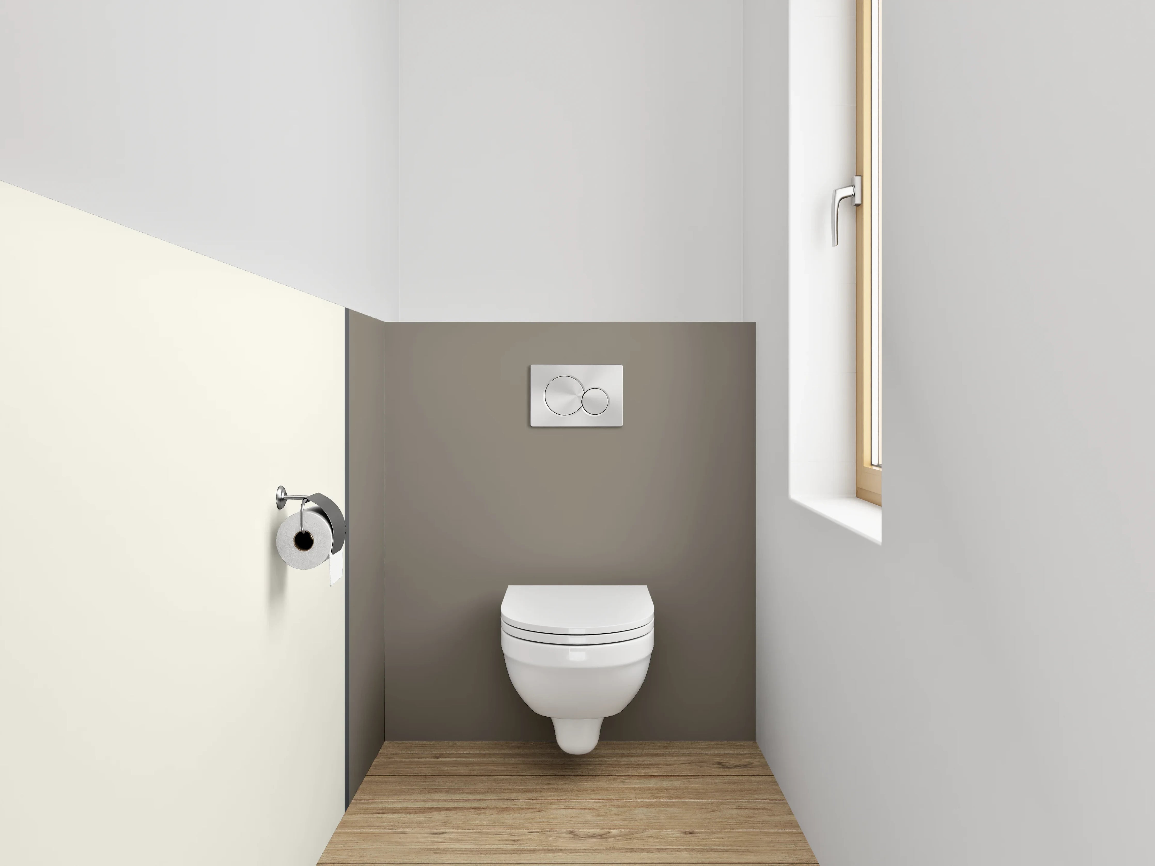 WC-Rückwand - Schlichte weiße und graue Flächenoptik