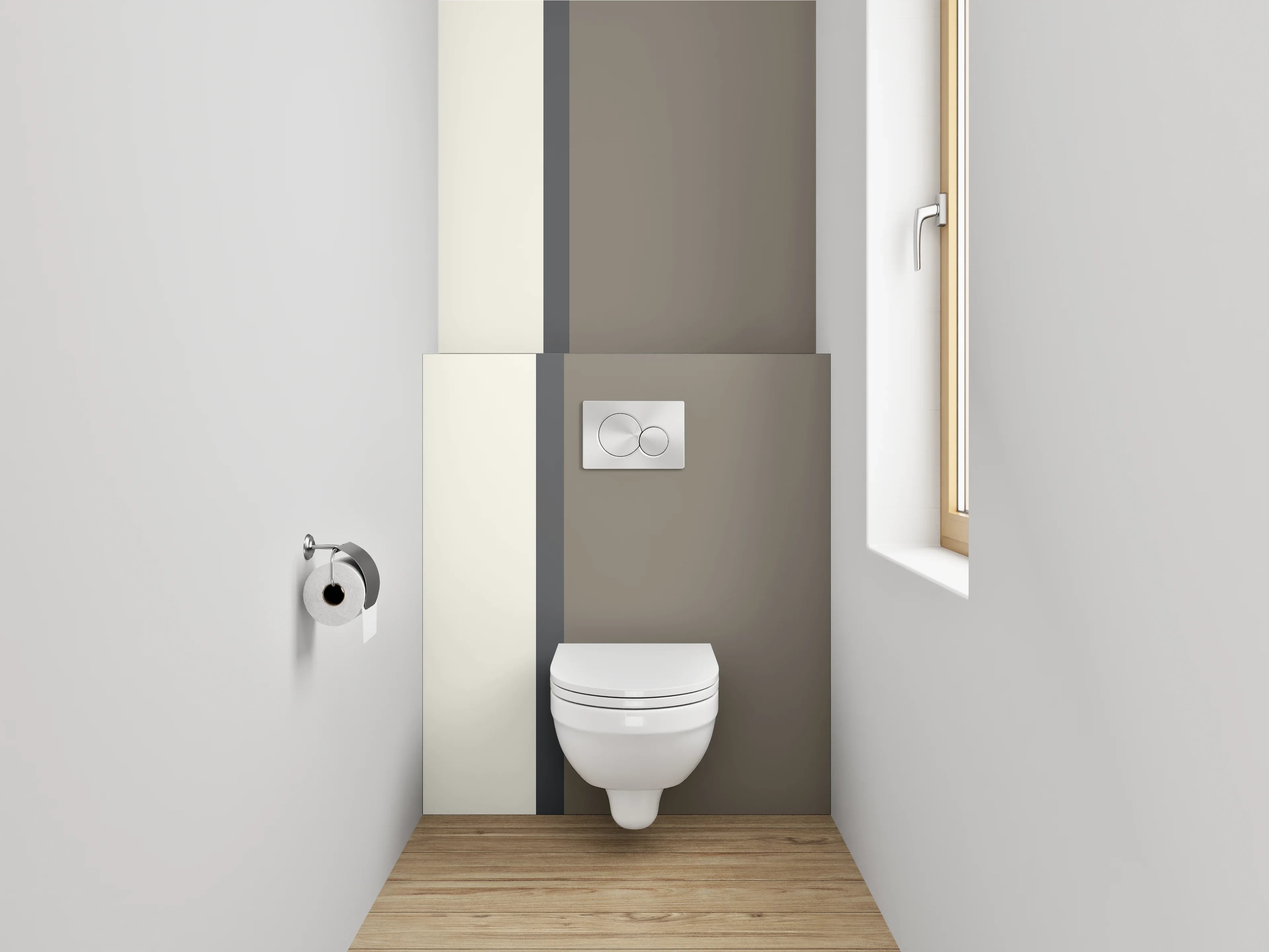 WC-Rückwand - Schlichte weiße und graue Flächenoptik