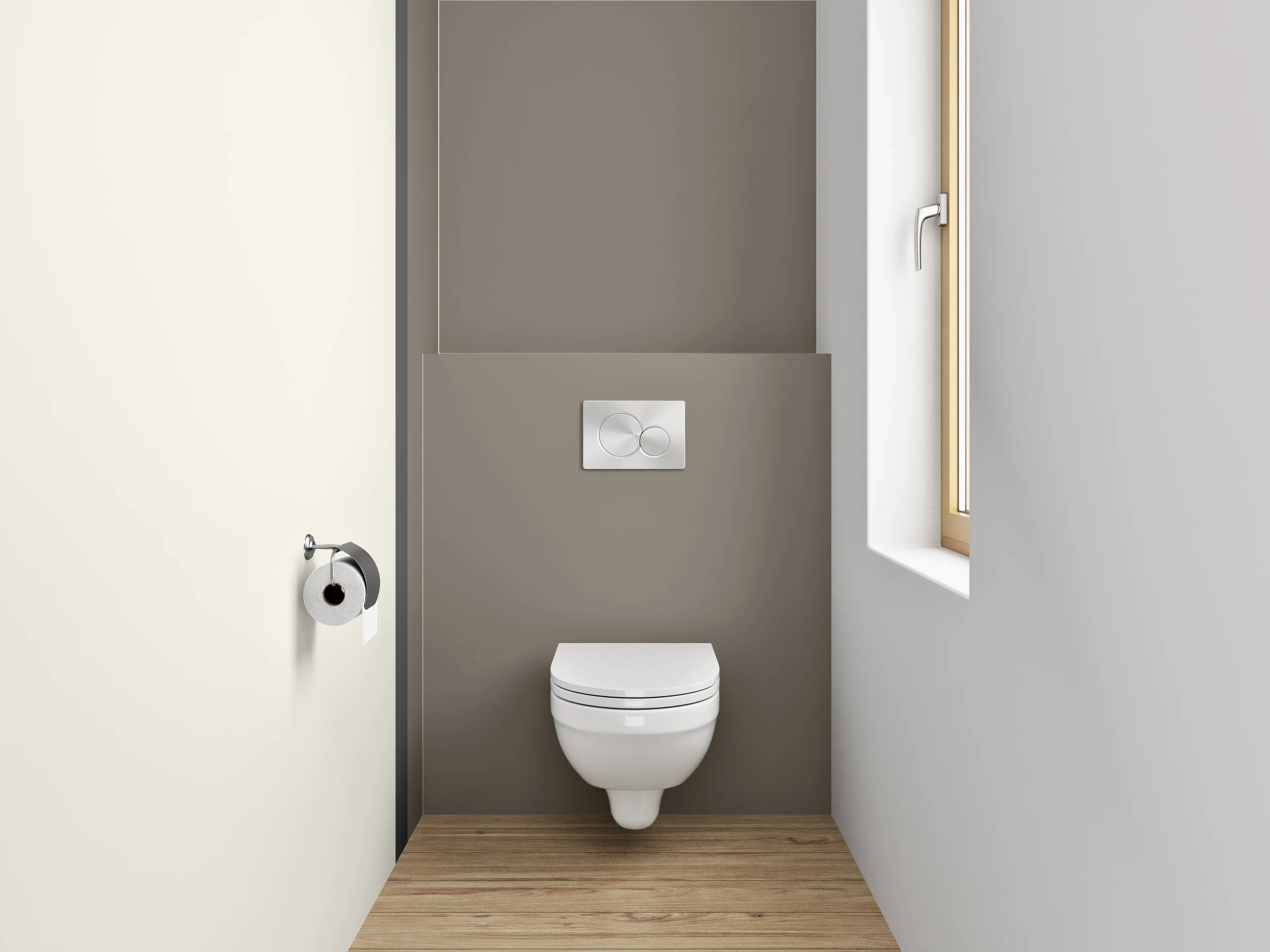 WC-Rückwand - Schlichte weiße und graue Flächenoptik