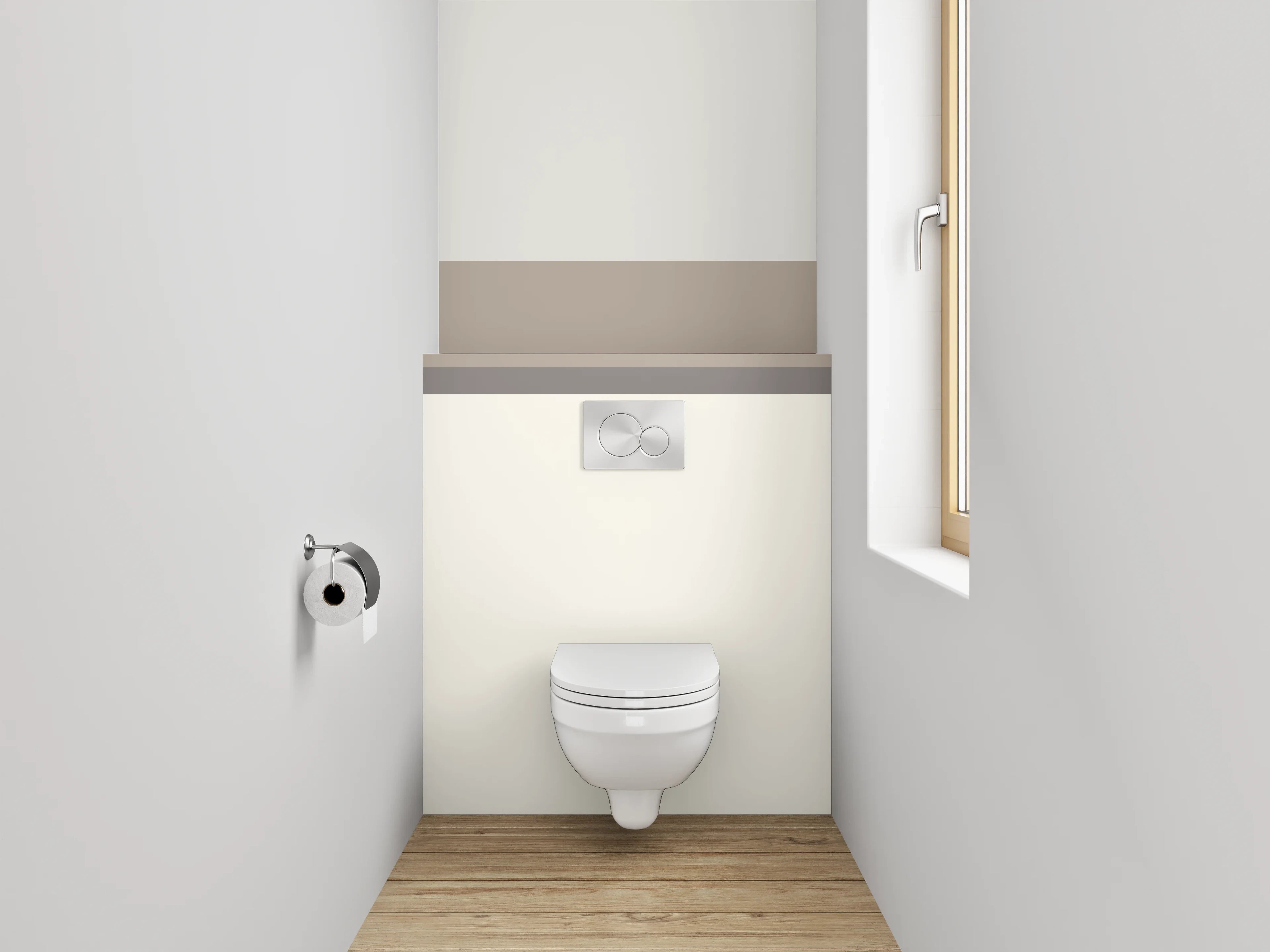 WC-Rückwand - Schlichtes Weiß-Grau Minimal-Dekor
