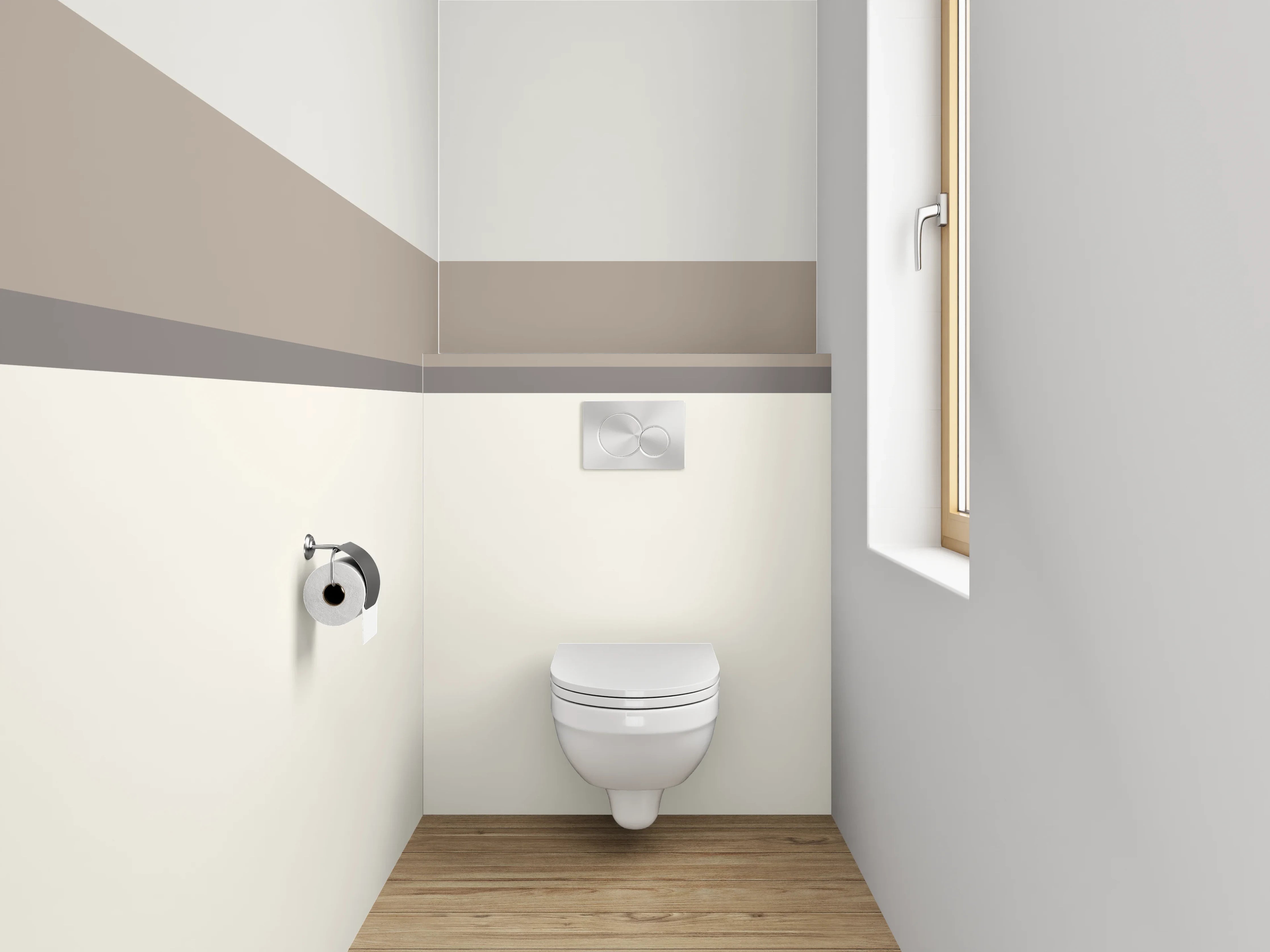 WC-Rückwand - Schlichtes Weiß-Grau Minimal-Dekor