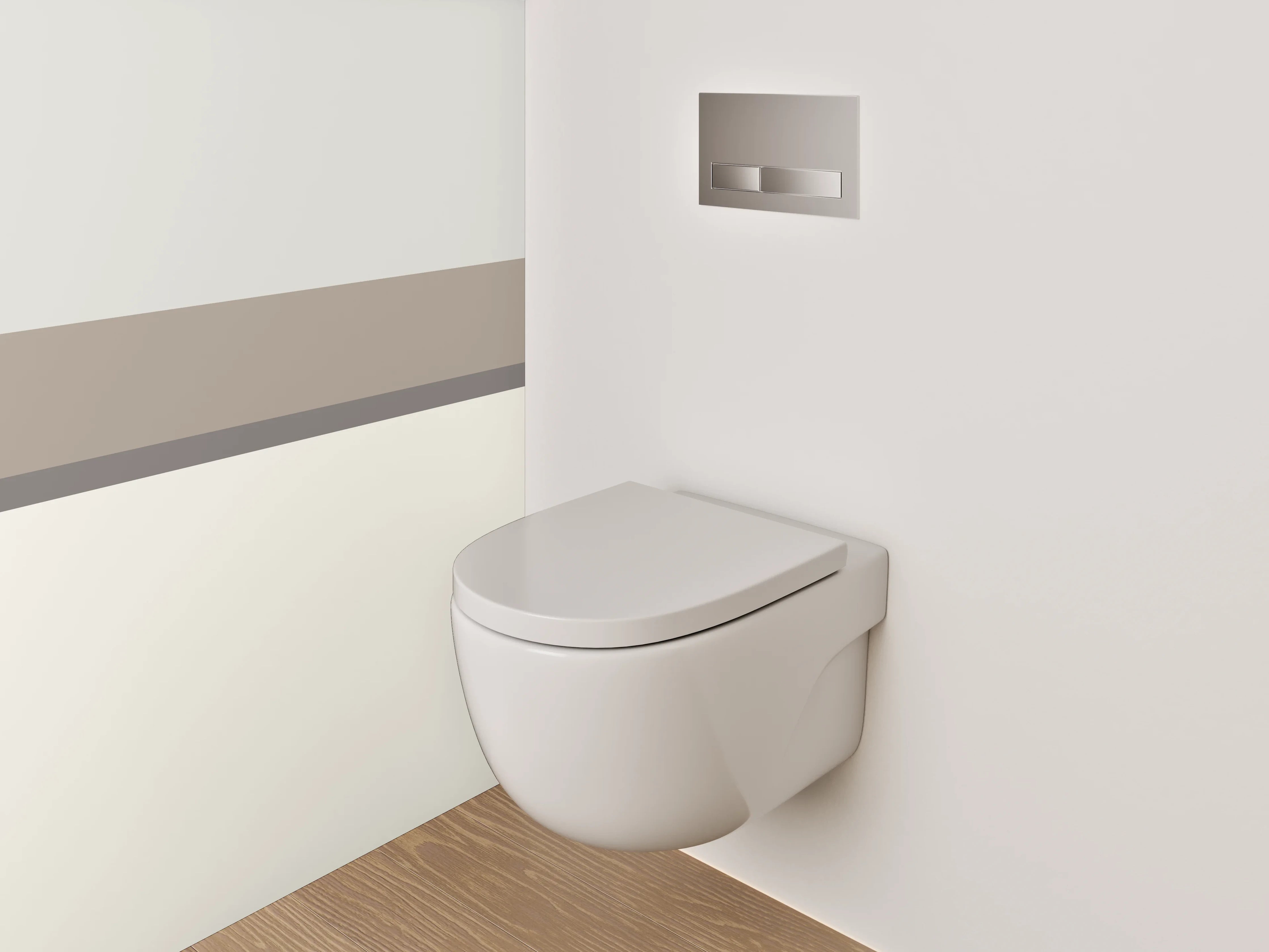 WC-Rückwand - Schlichtes Weiß-Grau Minimal-Dekor