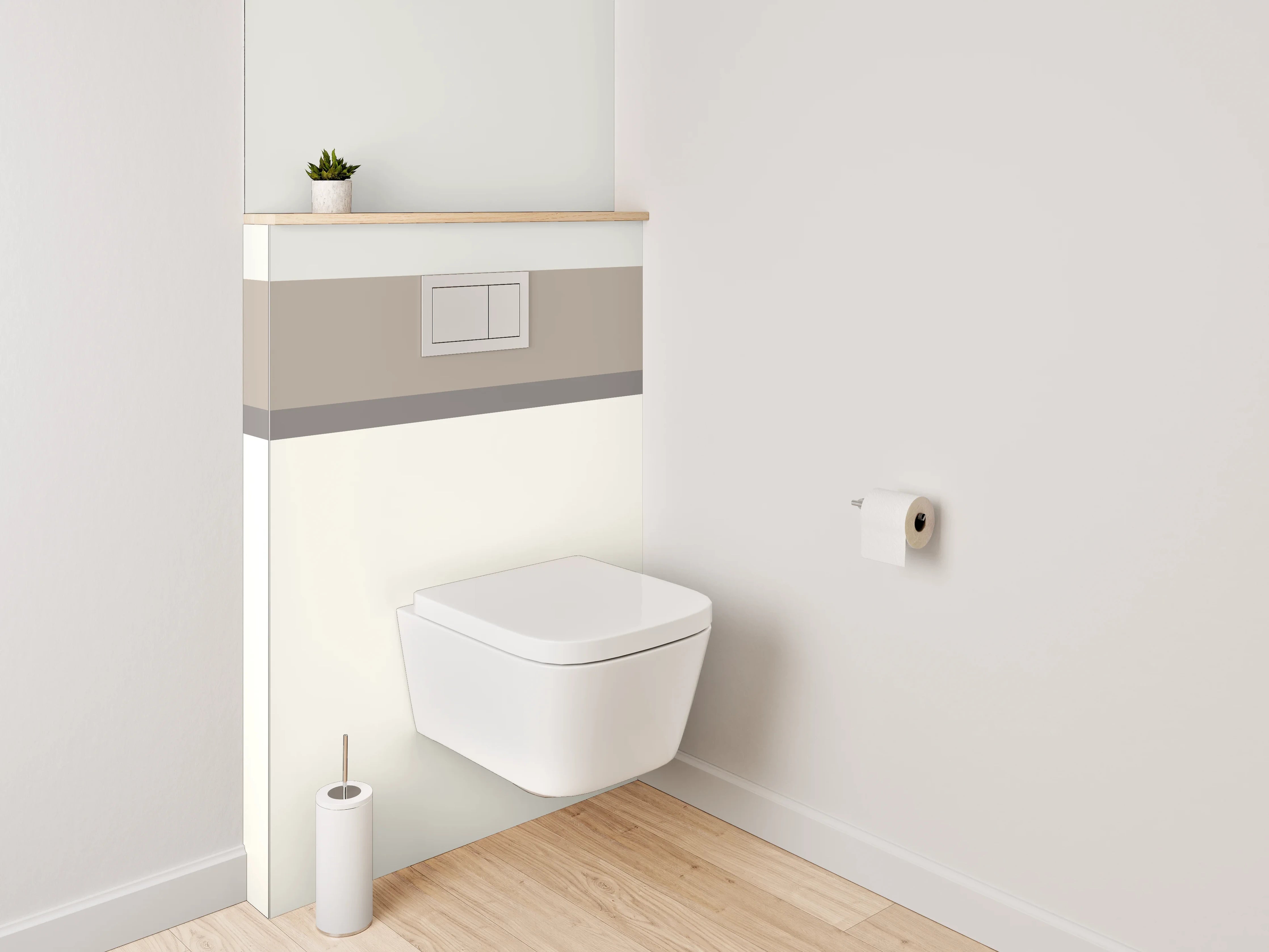 WC-Rückwand - Schlichtes Weiß-Grau Minimal-Dekor