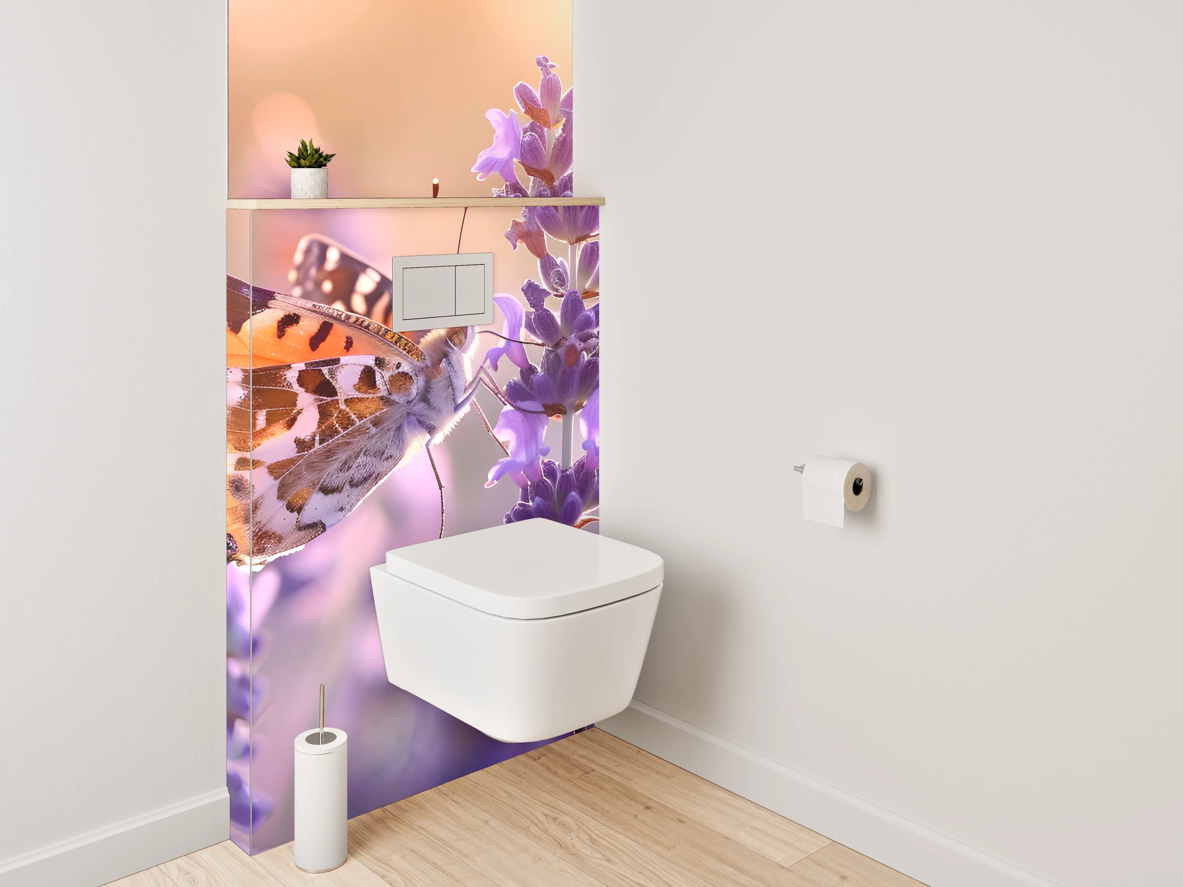 WC-Rückwand - Schmetterling auf Lavendelblüte