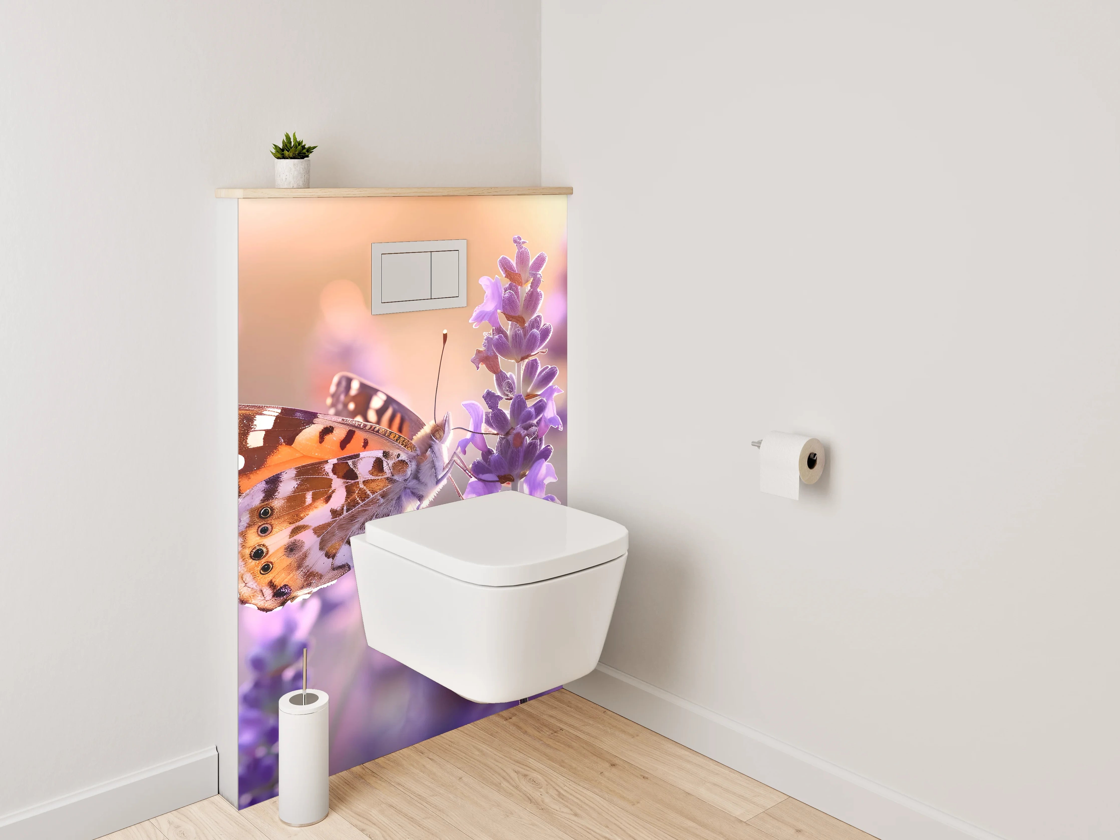 WC-Rückwand - Schmetterling auf Lavendelblüte