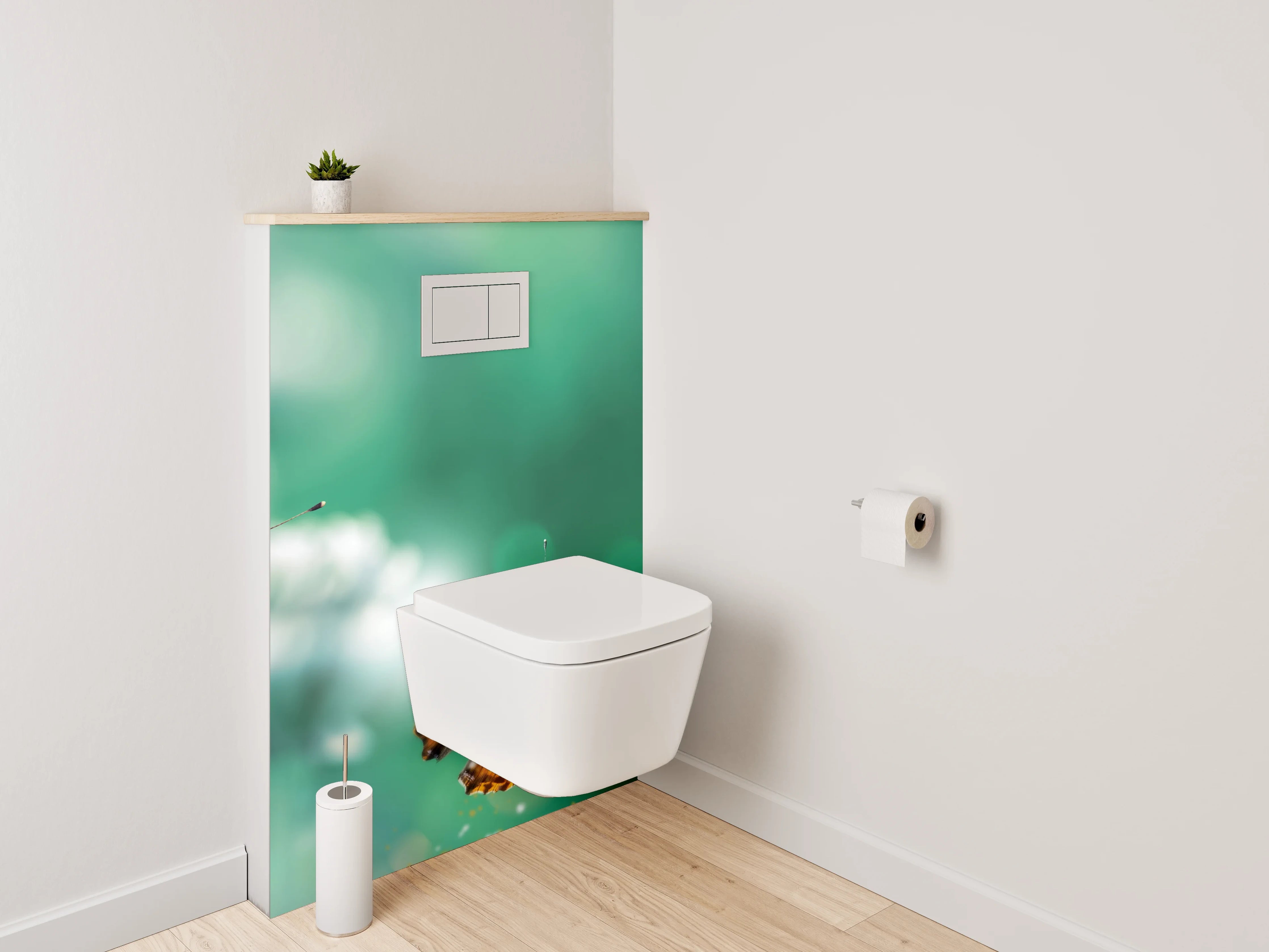 WC-Rückwand - Schmetterlinge auf Klee in grünem Feld