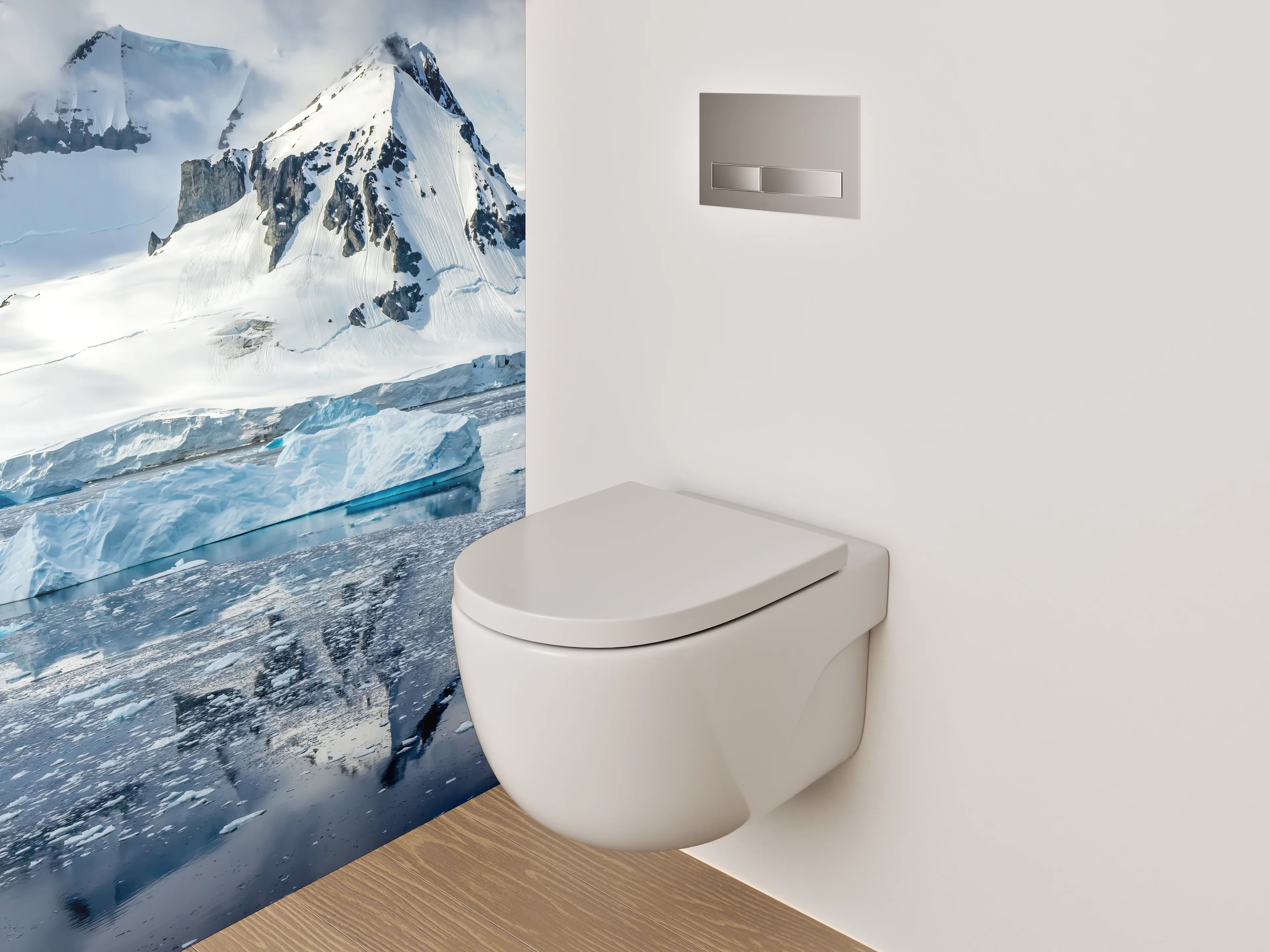 WC-Rückwand - Schneebedeckte Berge und Eislandschaft