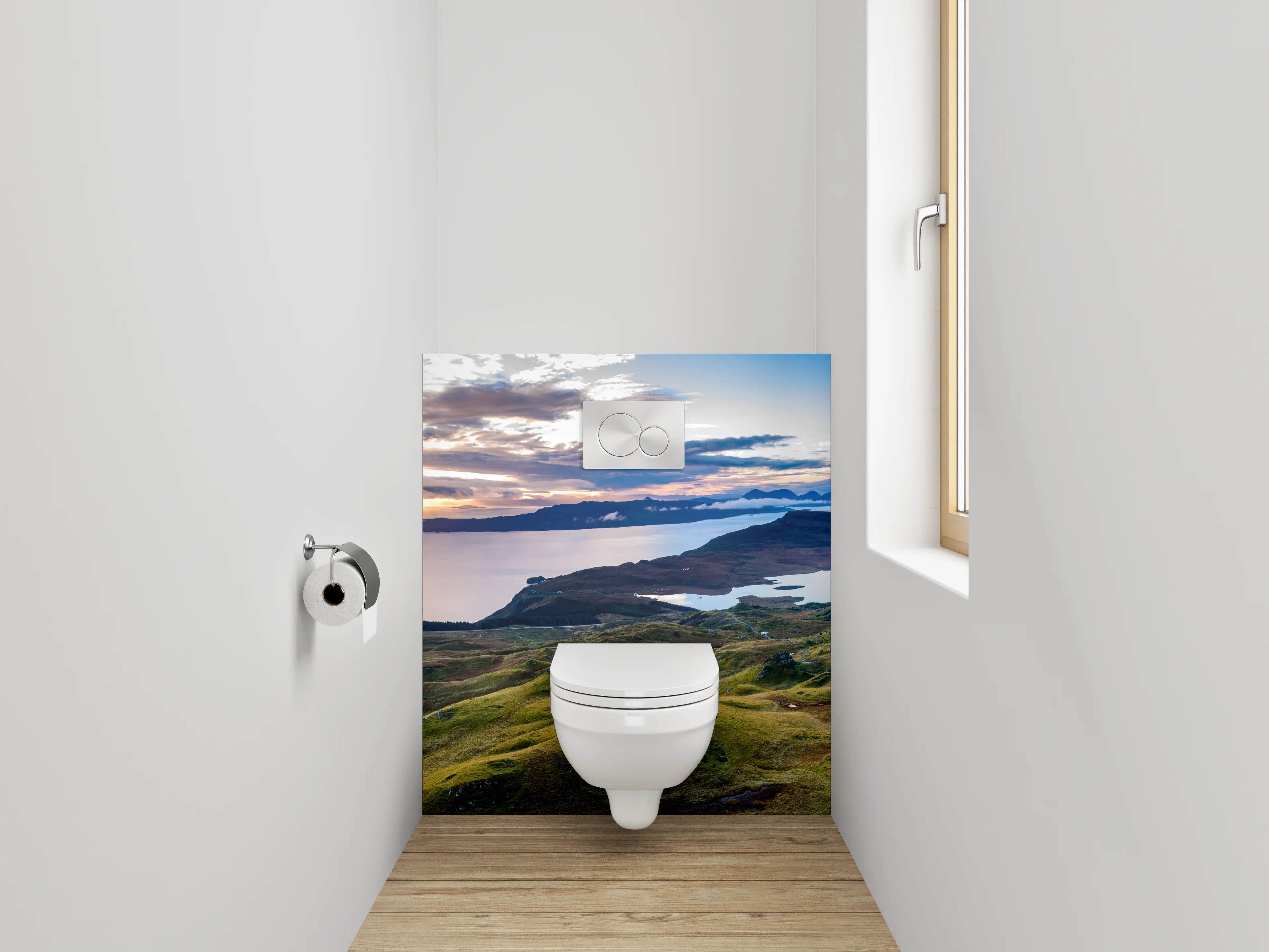WC-Rückwand - Schottische Highlands Panorama Sonnenuntergang