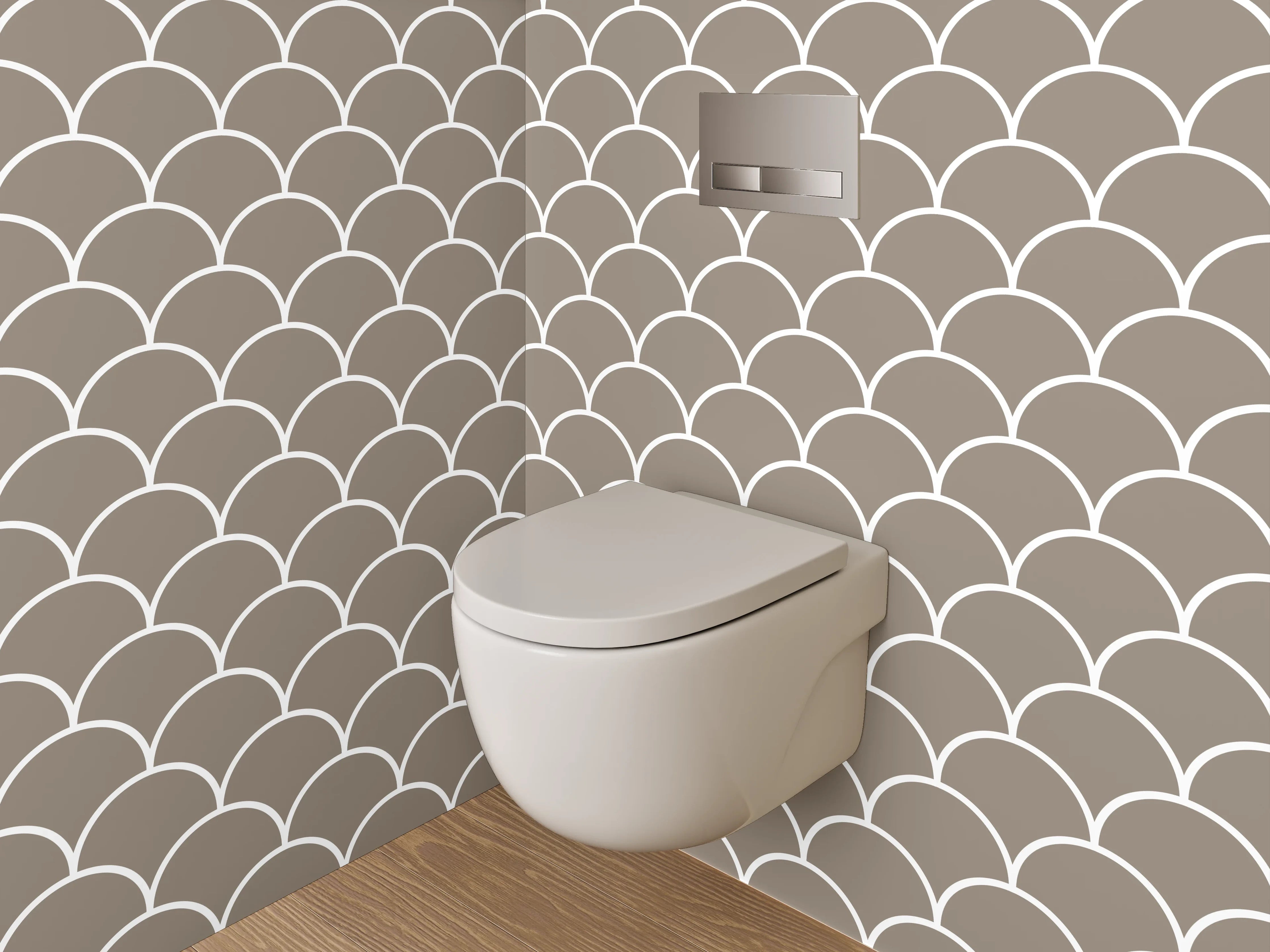 WC-Rückwand - Schuppenmuster Beige Minimalistisch