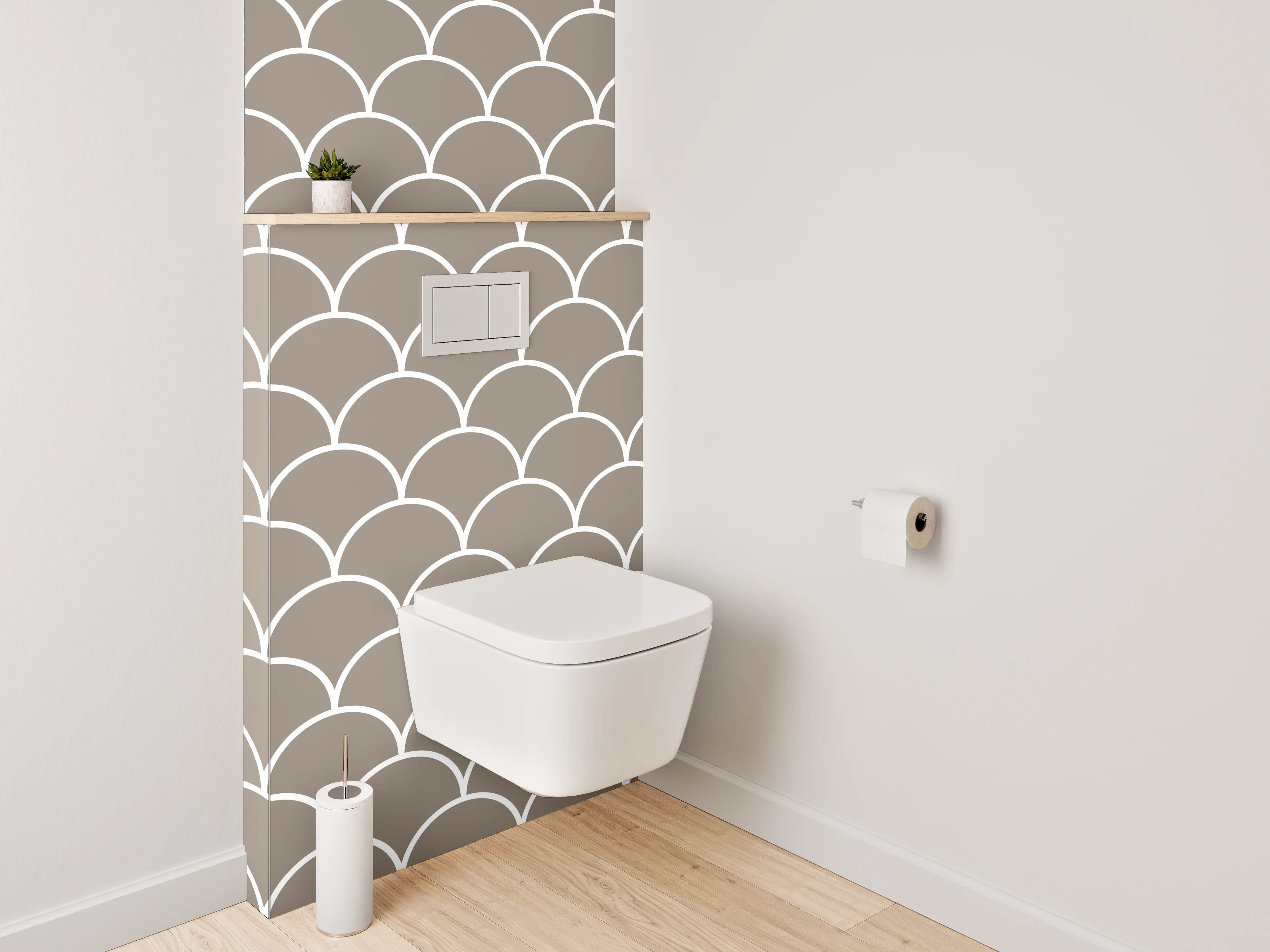 WC-Rückwand - Schuppenmuster Beige Minimalistisch