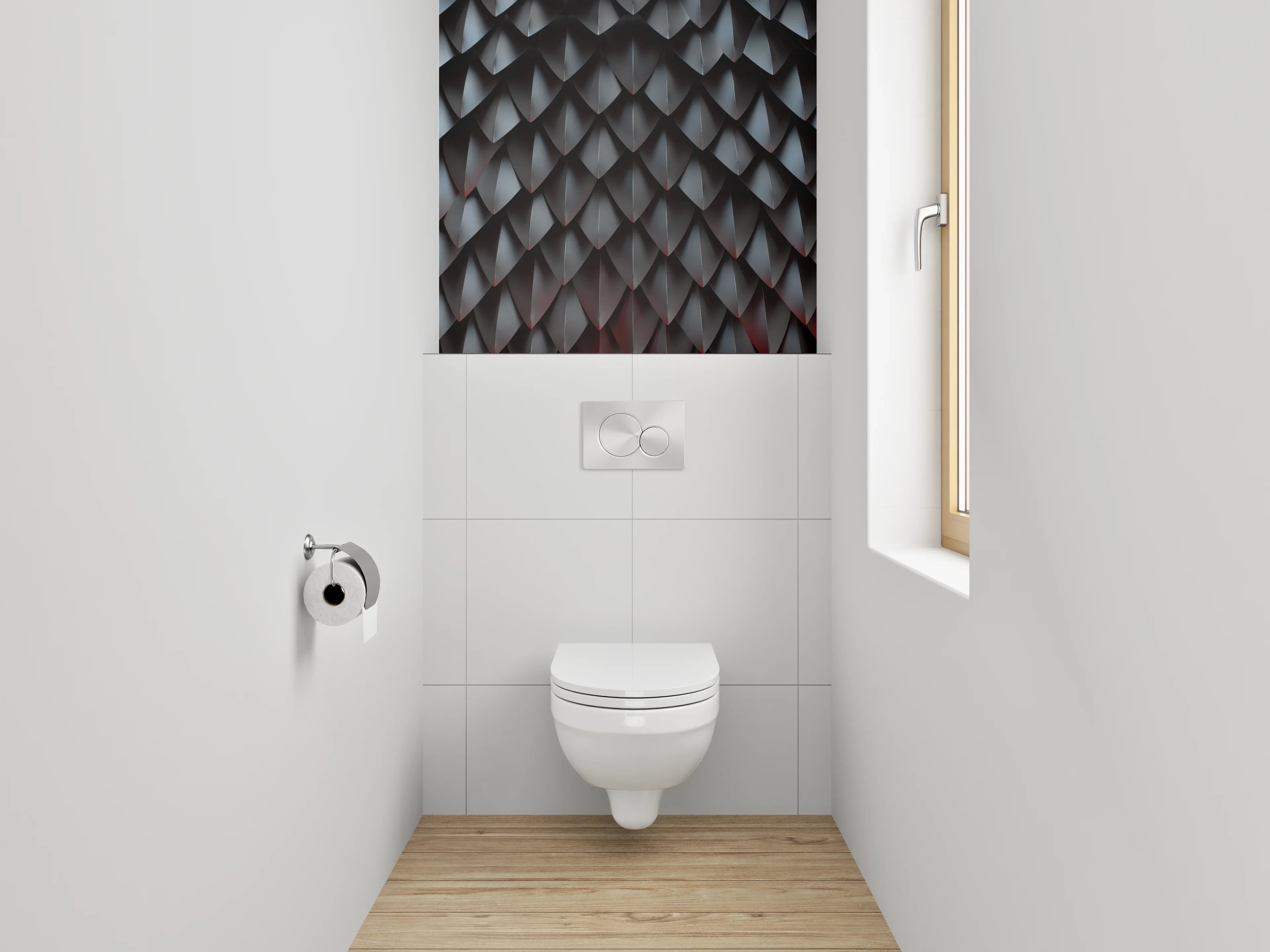 WC-Rückwand - Schuppenmuster Schwarz Metallic