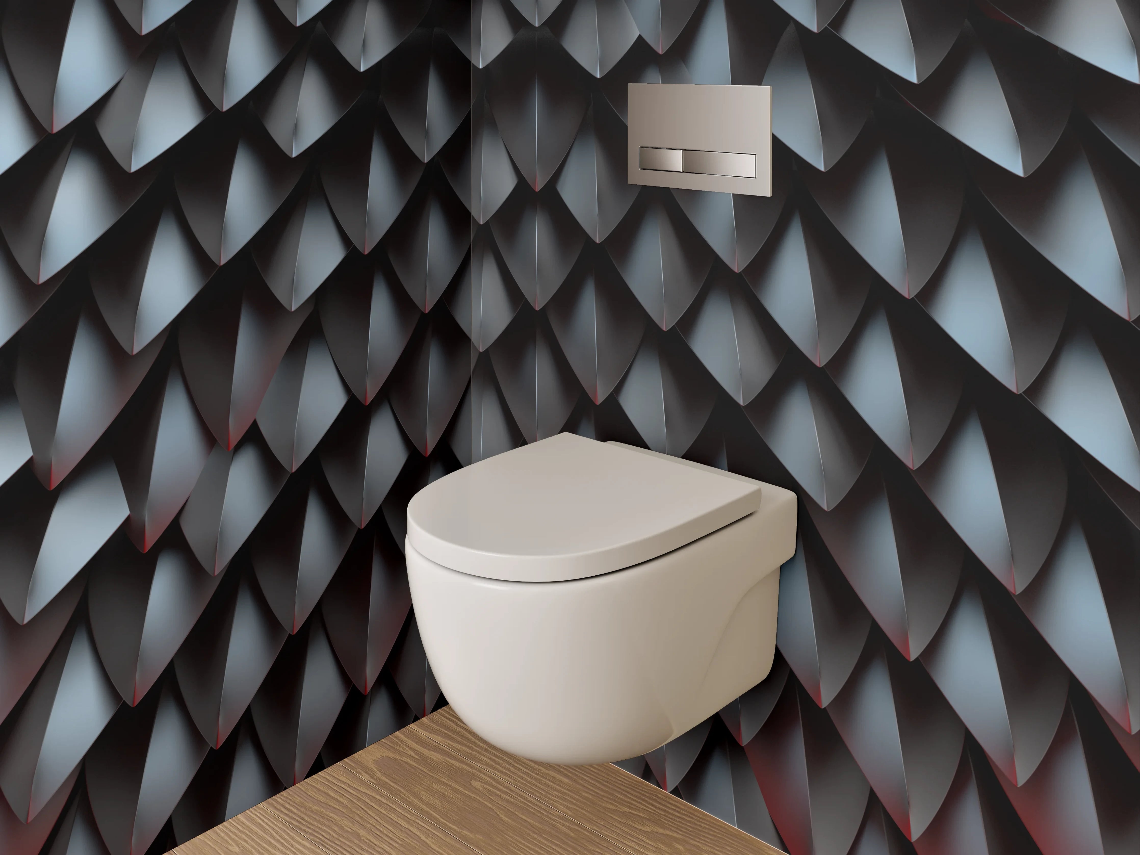 WC-Rückwand - Schuppenmuster Schwarz Metallic
