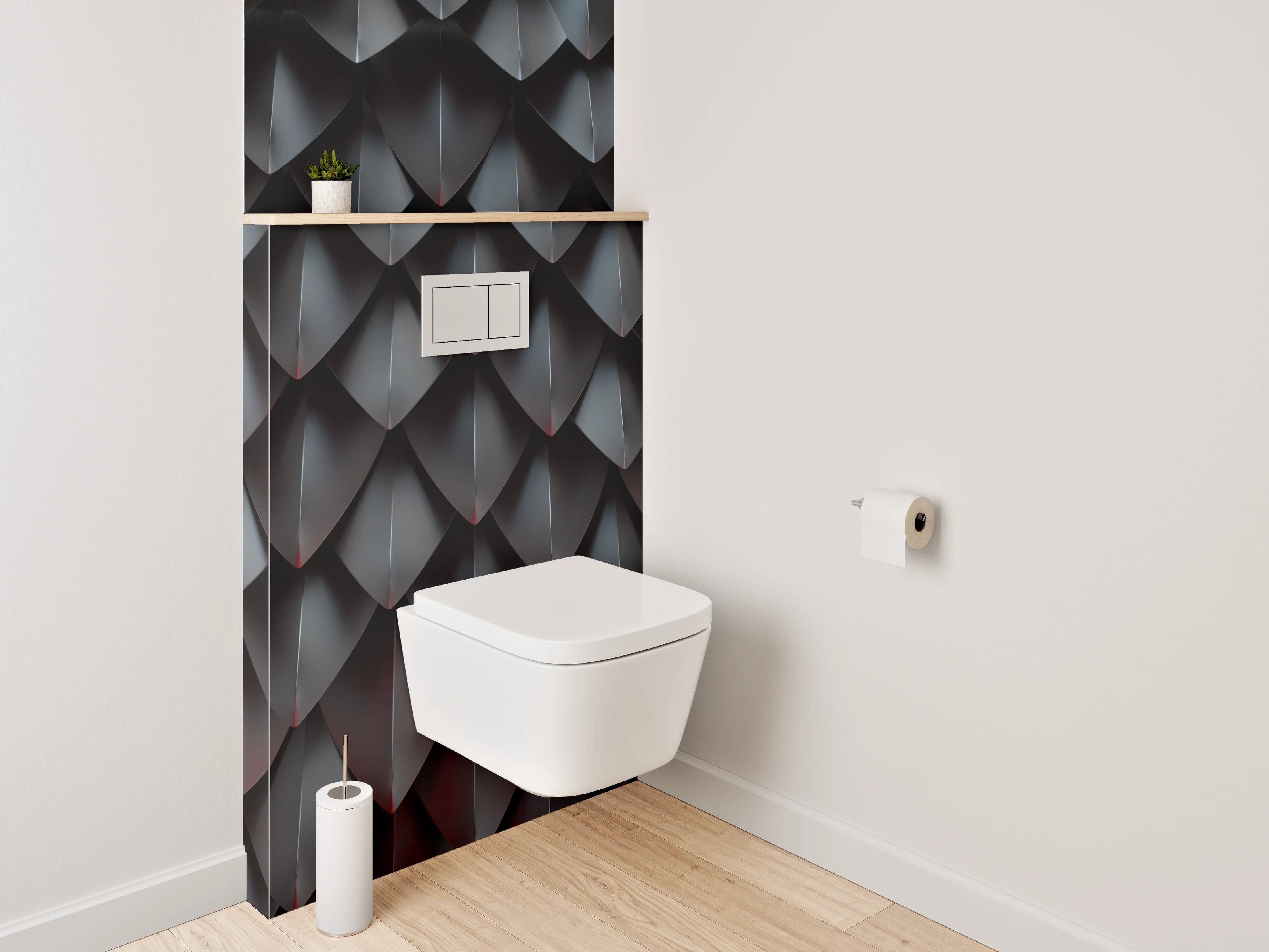 WC-Rückwand - Schuppenmuster Schwarz Metallic