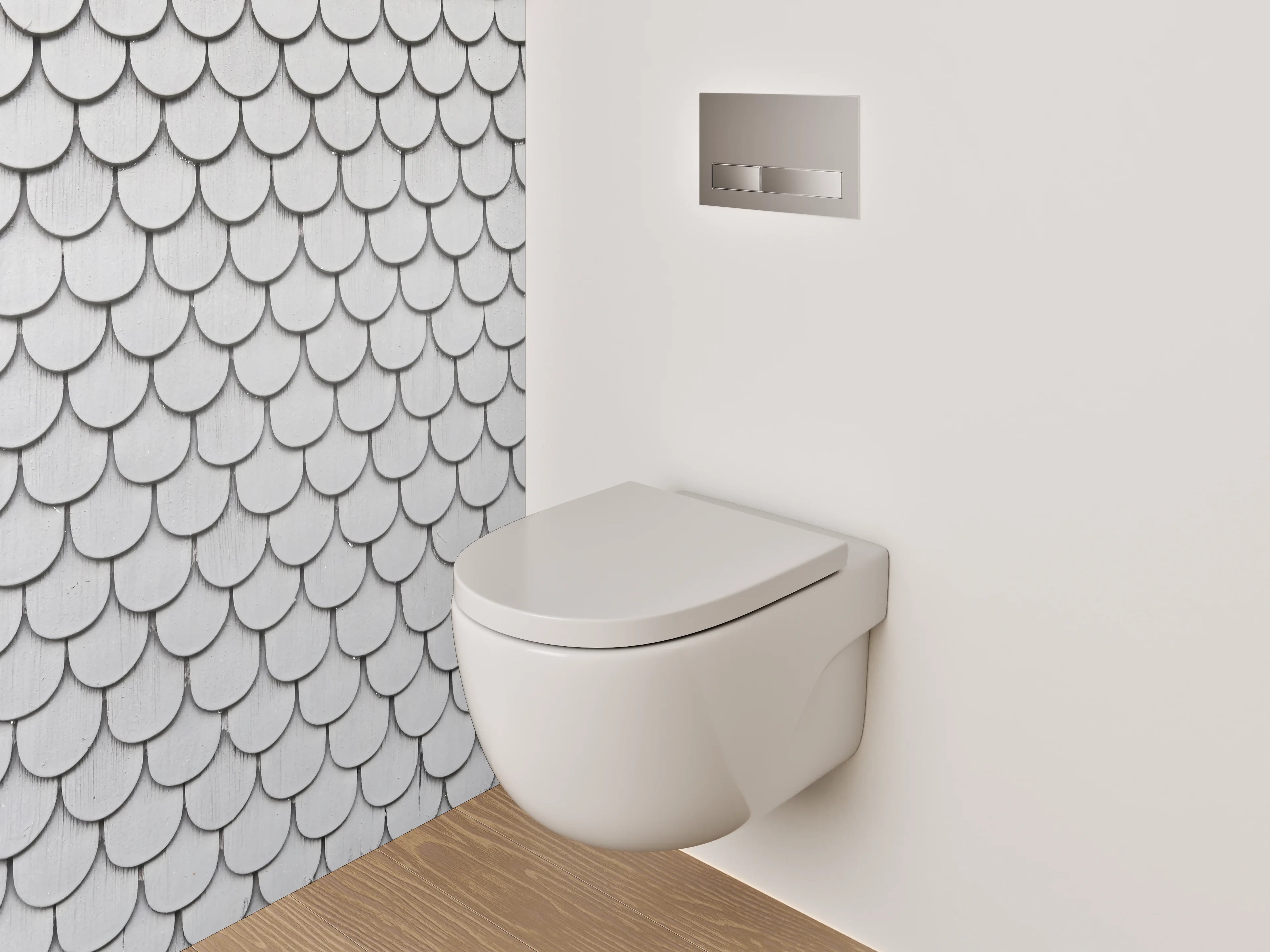 WC-Rückwand - Schuppenschindel Muster Weiß-Grau