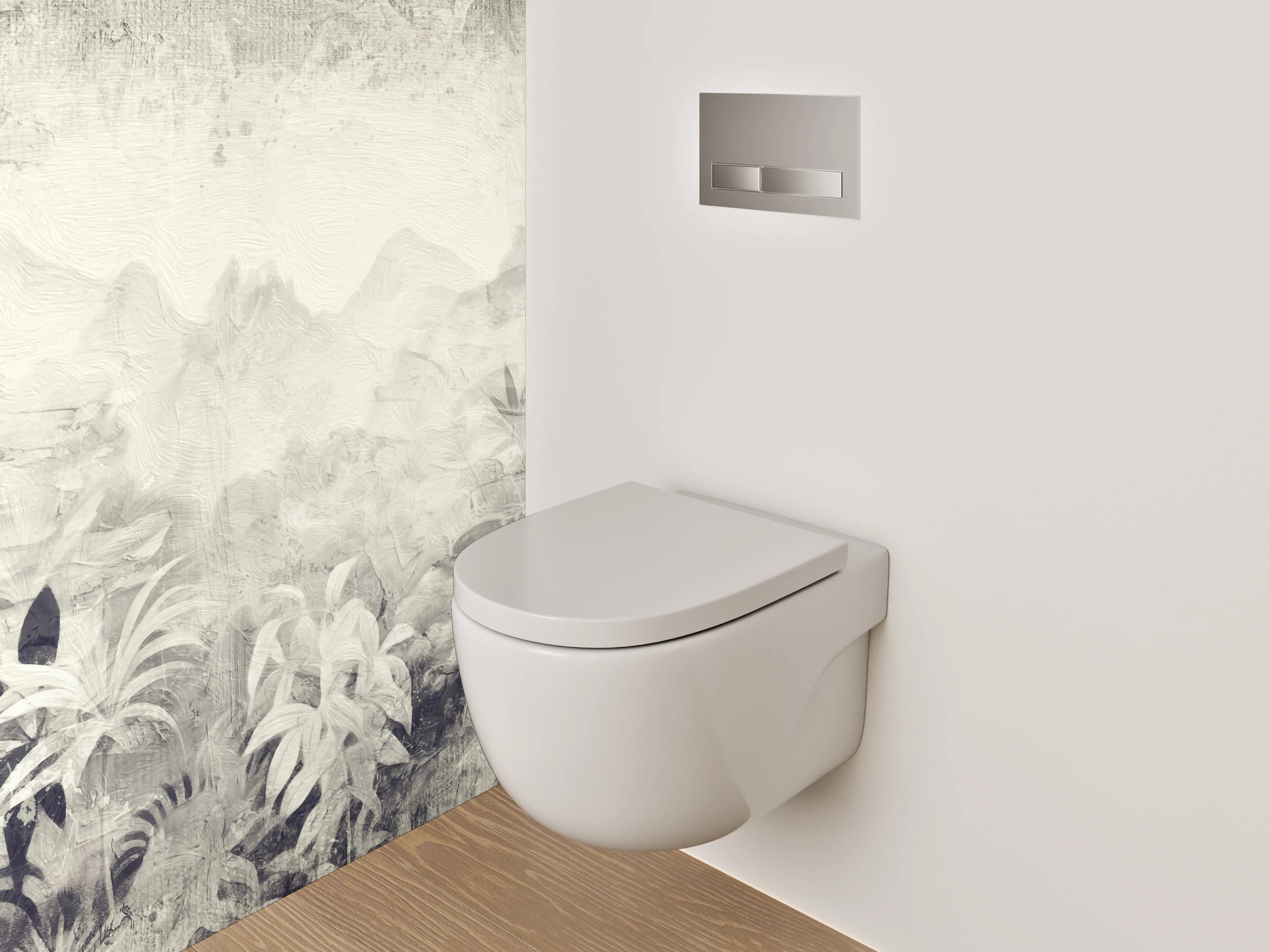 WC-Rückwand - Schwarz-Weiß Dschungel Aquarell Kunst