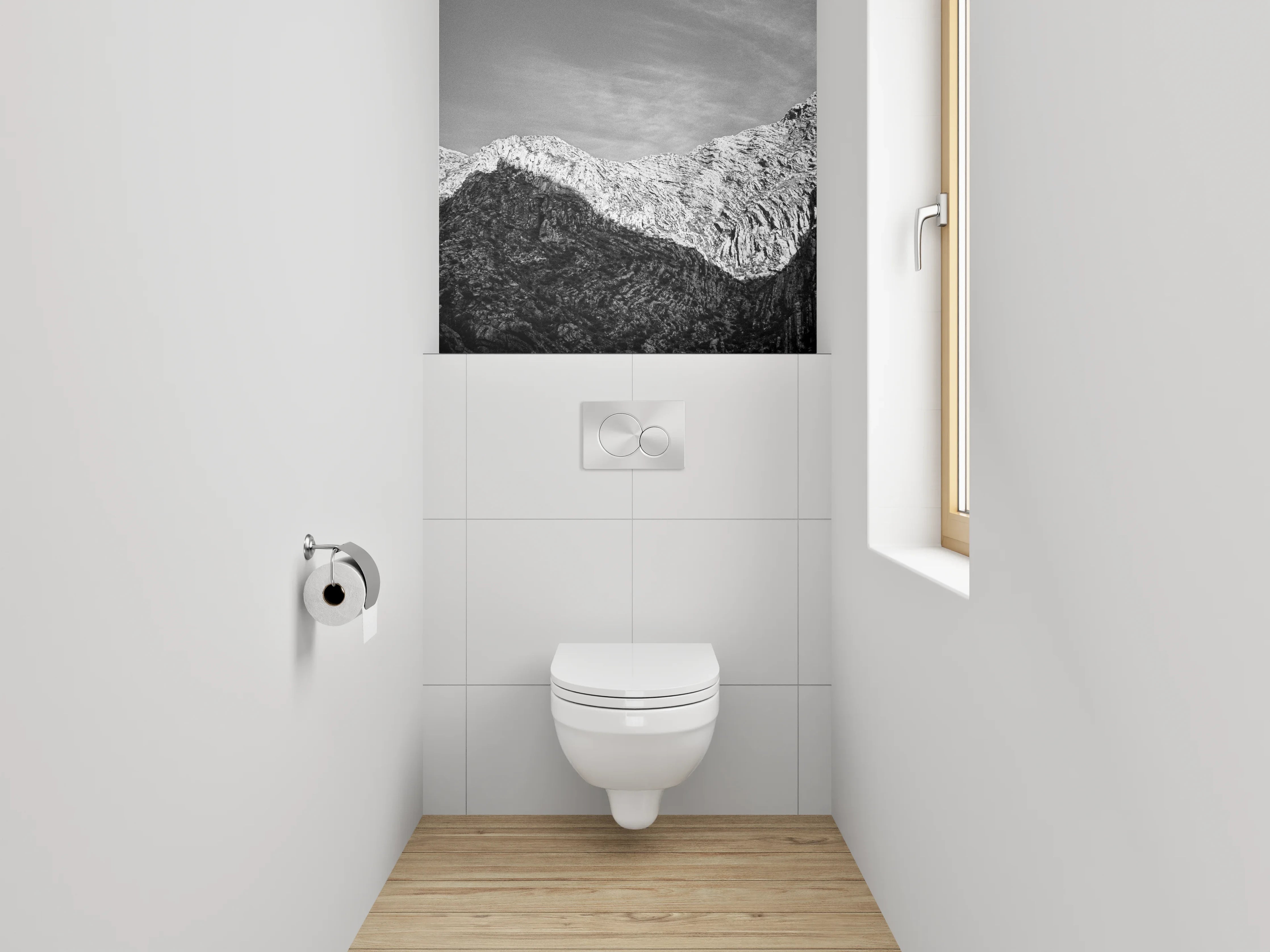 WC-Rückwand - Schwarz-Weiß Gebirge Landschaft Fotografie