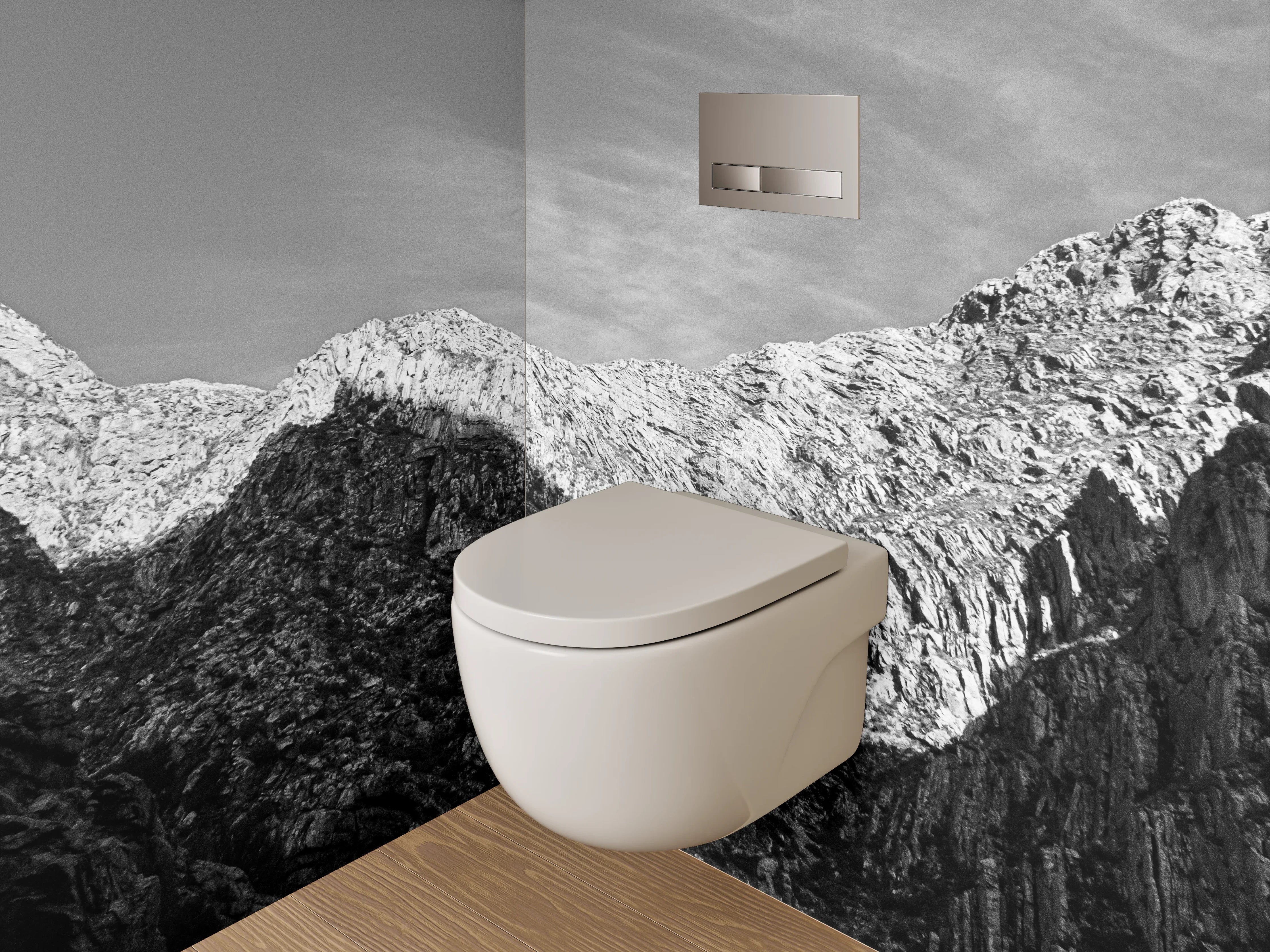 WC-Rückwand - Schwarz-Weiß Gebirge Landschaft Fotografie